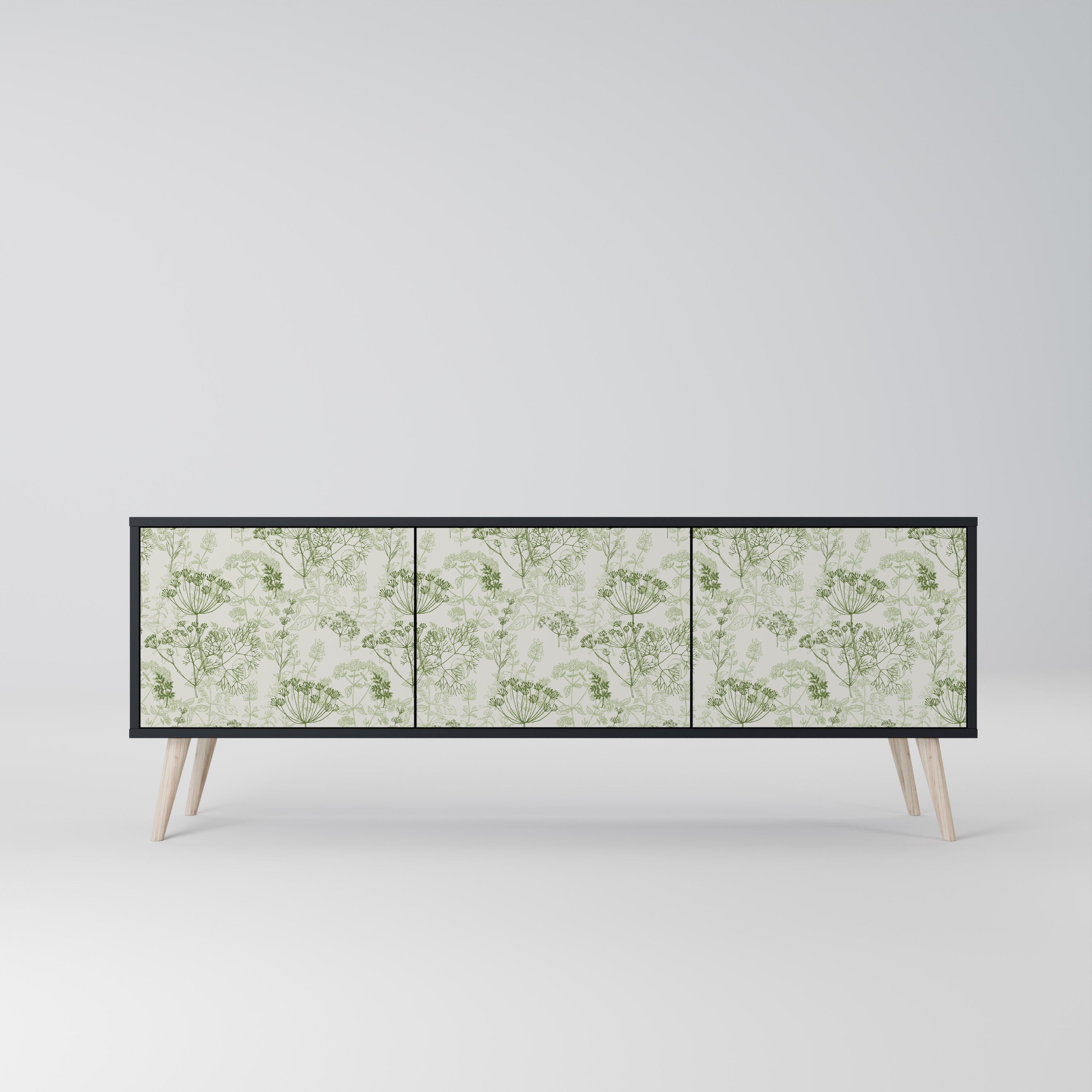 Mueble de TV FENNEL BALDACHIN de 3 puertas con acabado negro