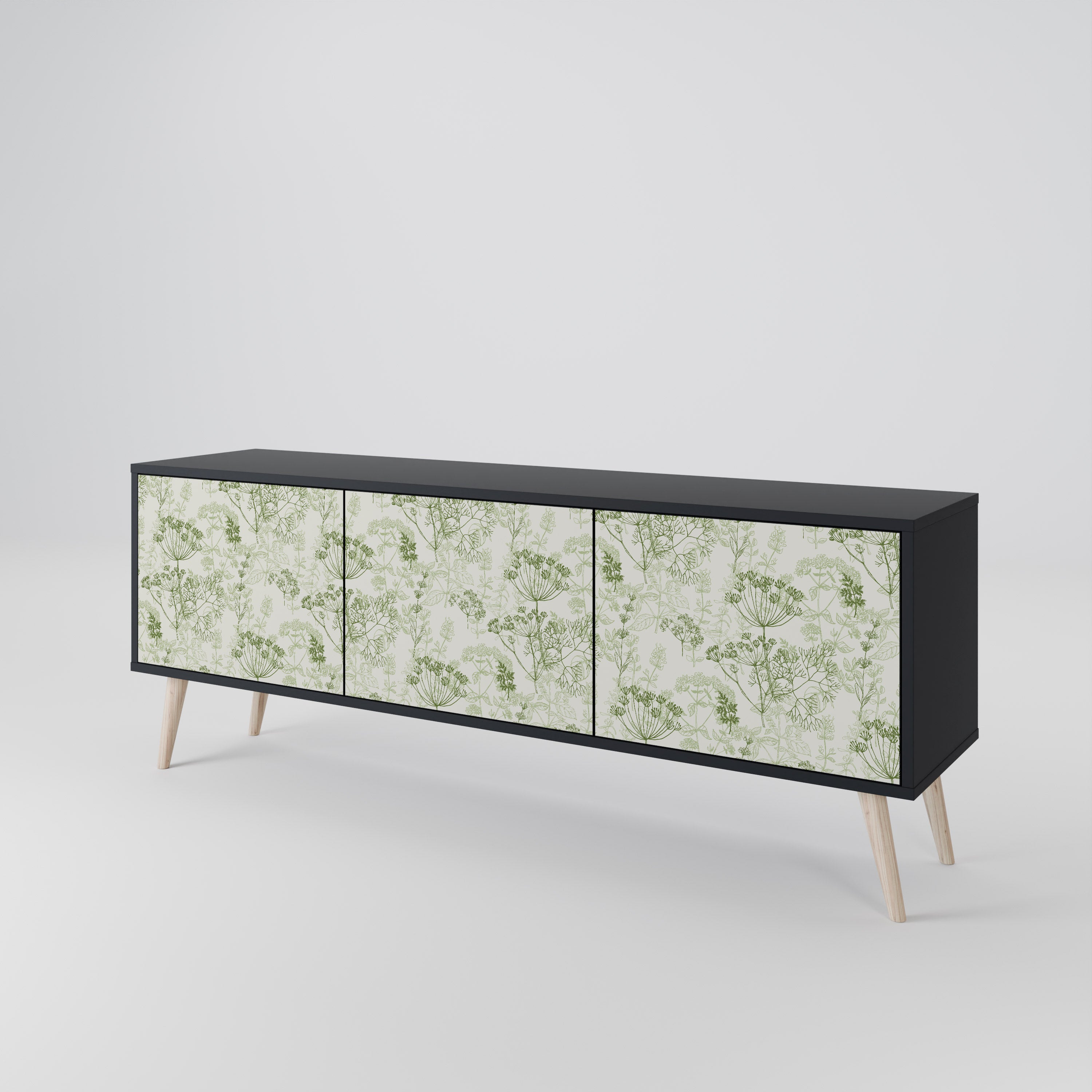 Mueble de TV FENNEL BALDACHIN de 3 puertas con acabado negro