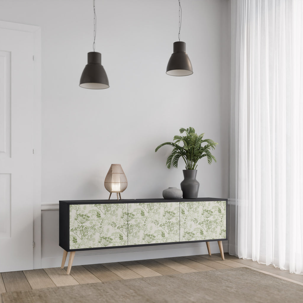 Mueble de TV FENNEL BALDACHIN de 3 puertas con acabado negro