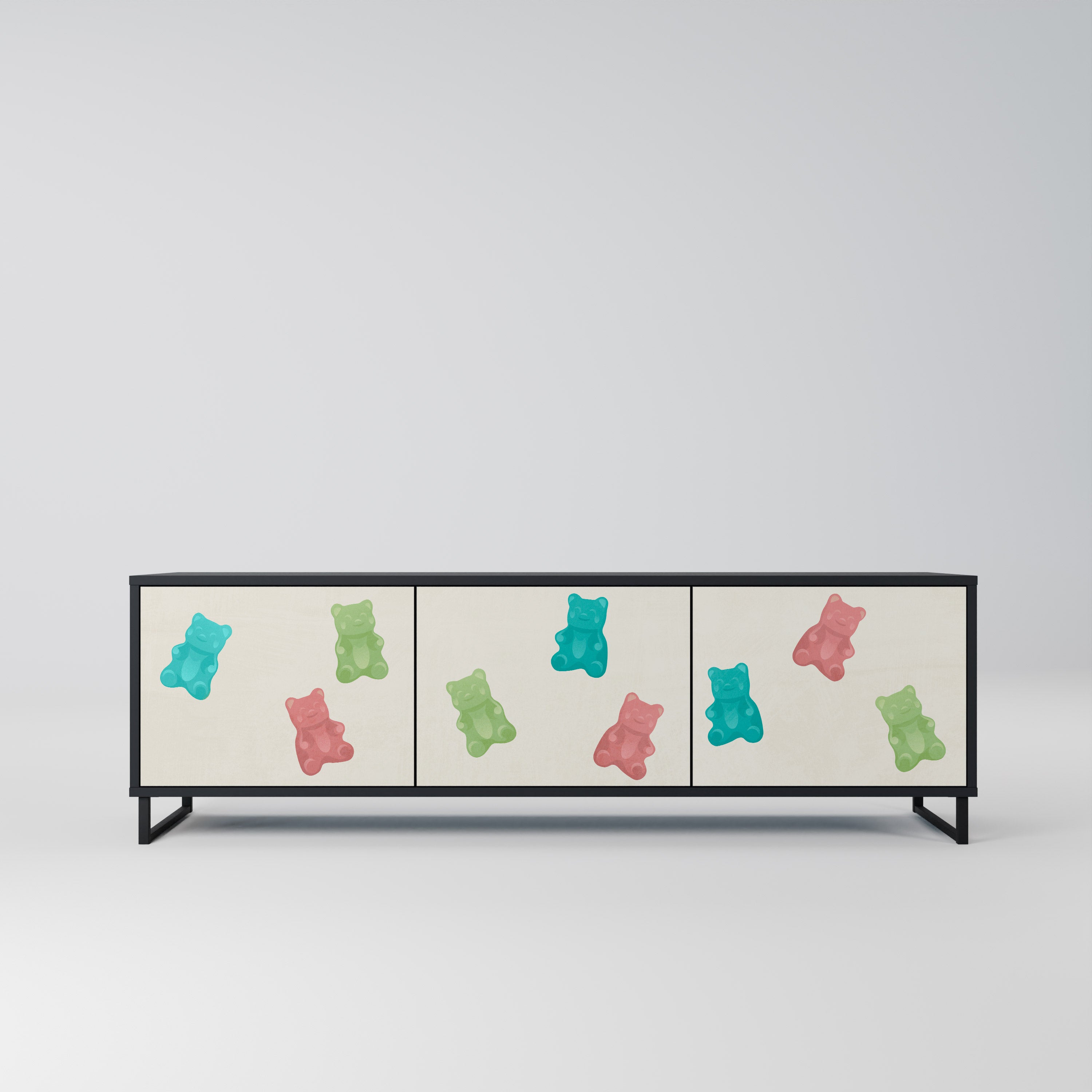 GUMMY BEARS 3-Door TV Stand in Black Finish