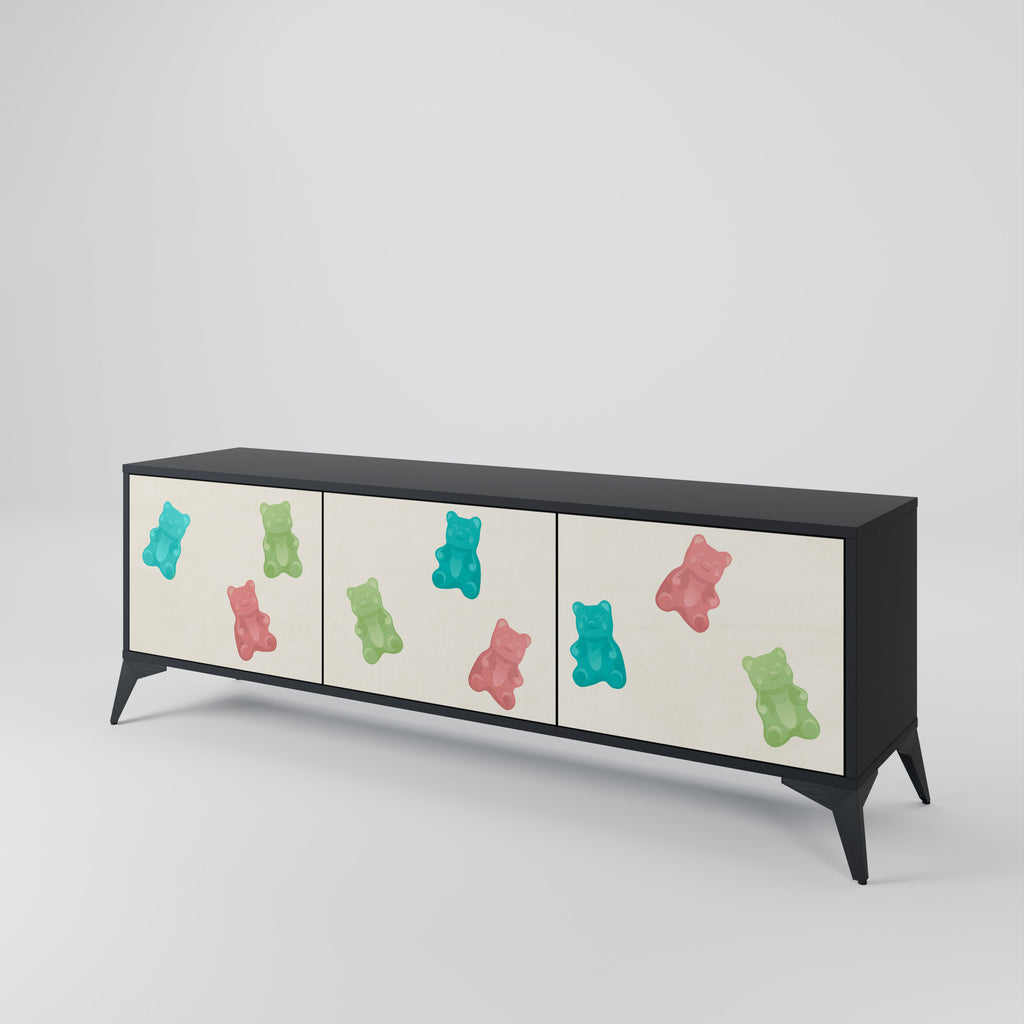 GUMMY BEARS 3-Door TV Stand in Black Finish