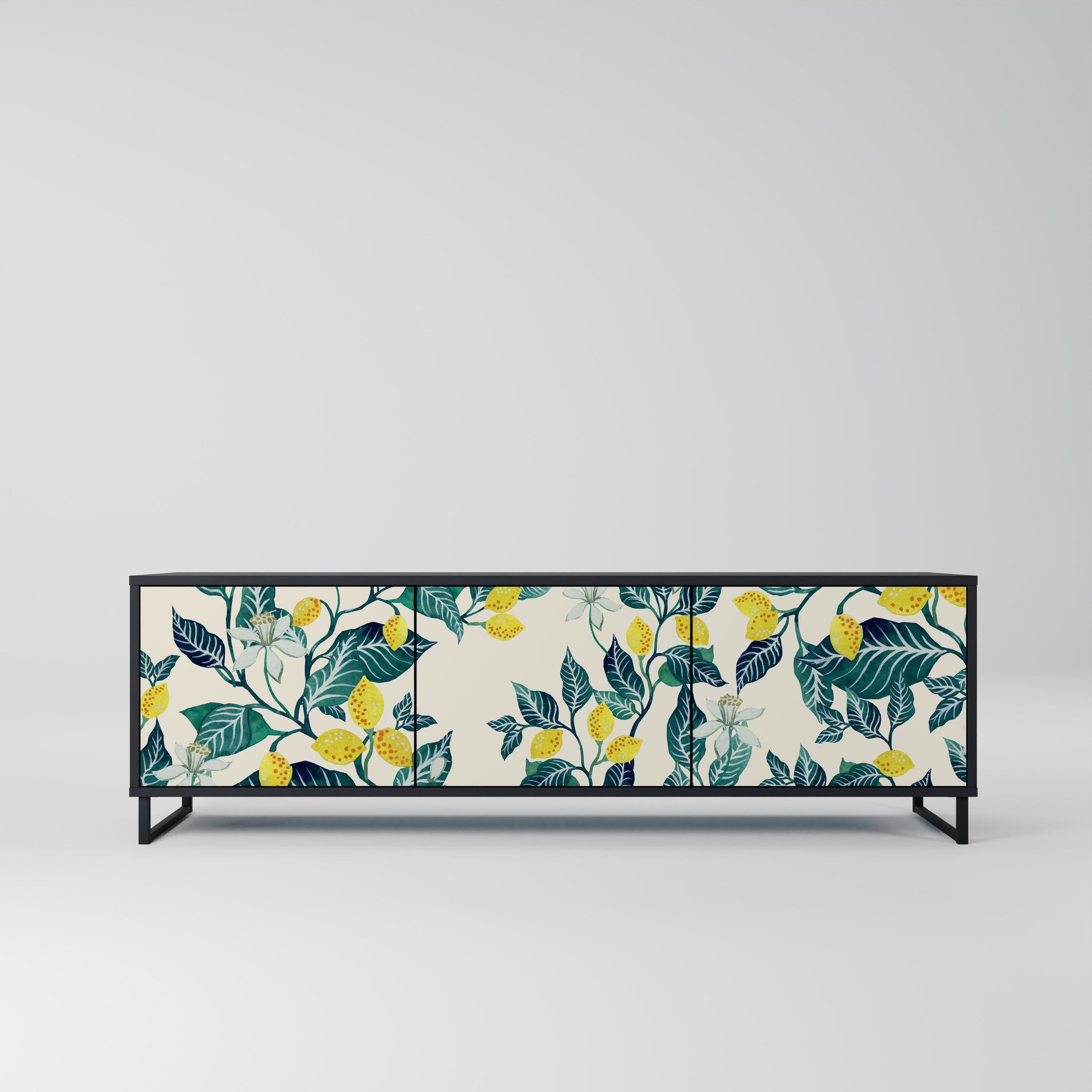 LEMON TREE 3-Door TV Stand in Black Finish