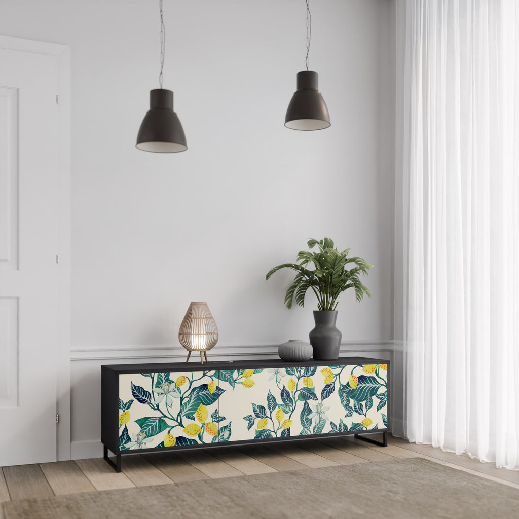 LEMON TREE 3-Door TV Stand in Black Finish