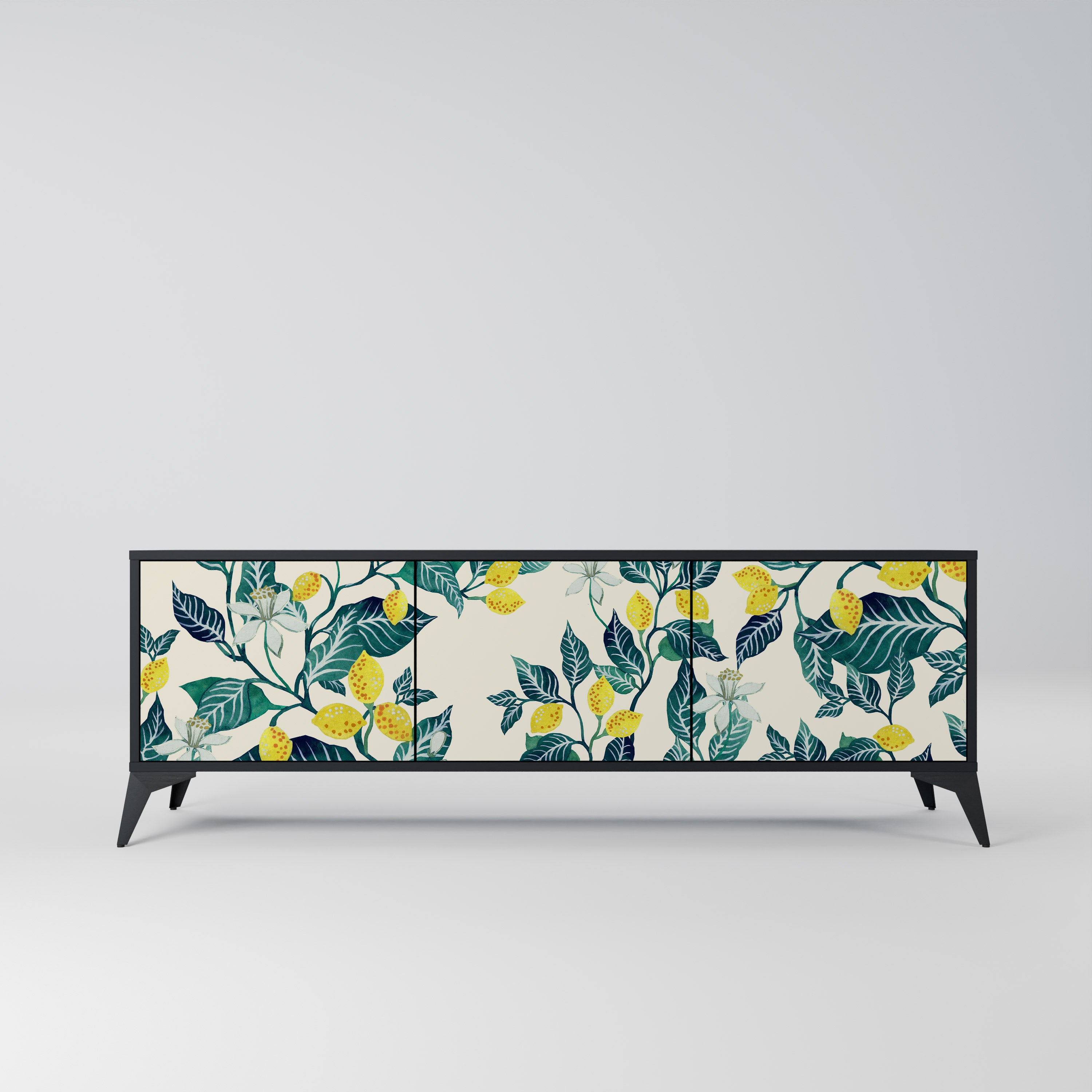 LEMON TREE 3-Door TV Stand in Black Finish