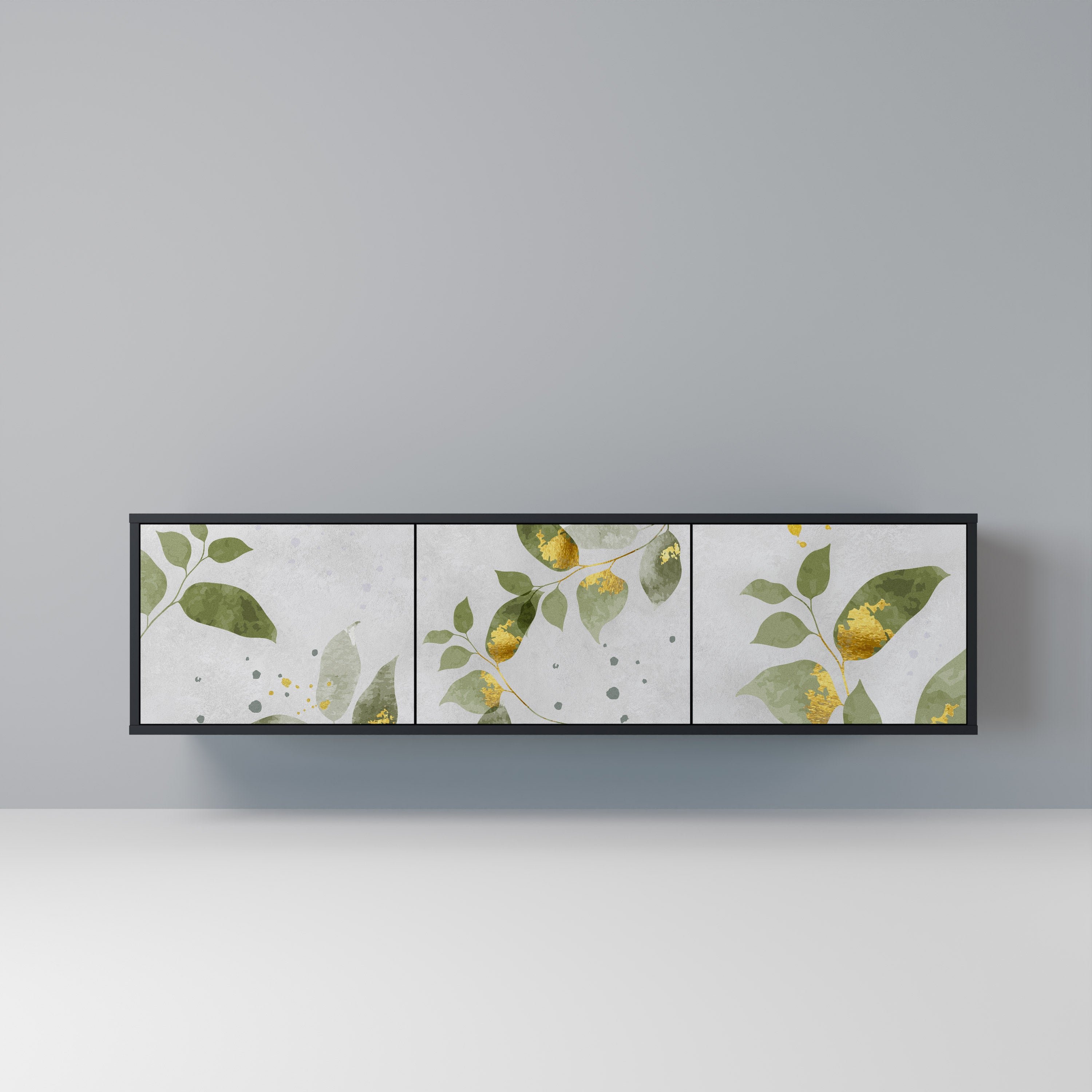 ELEGANT BOTANICS 3-Door TV Stand in Black Finish