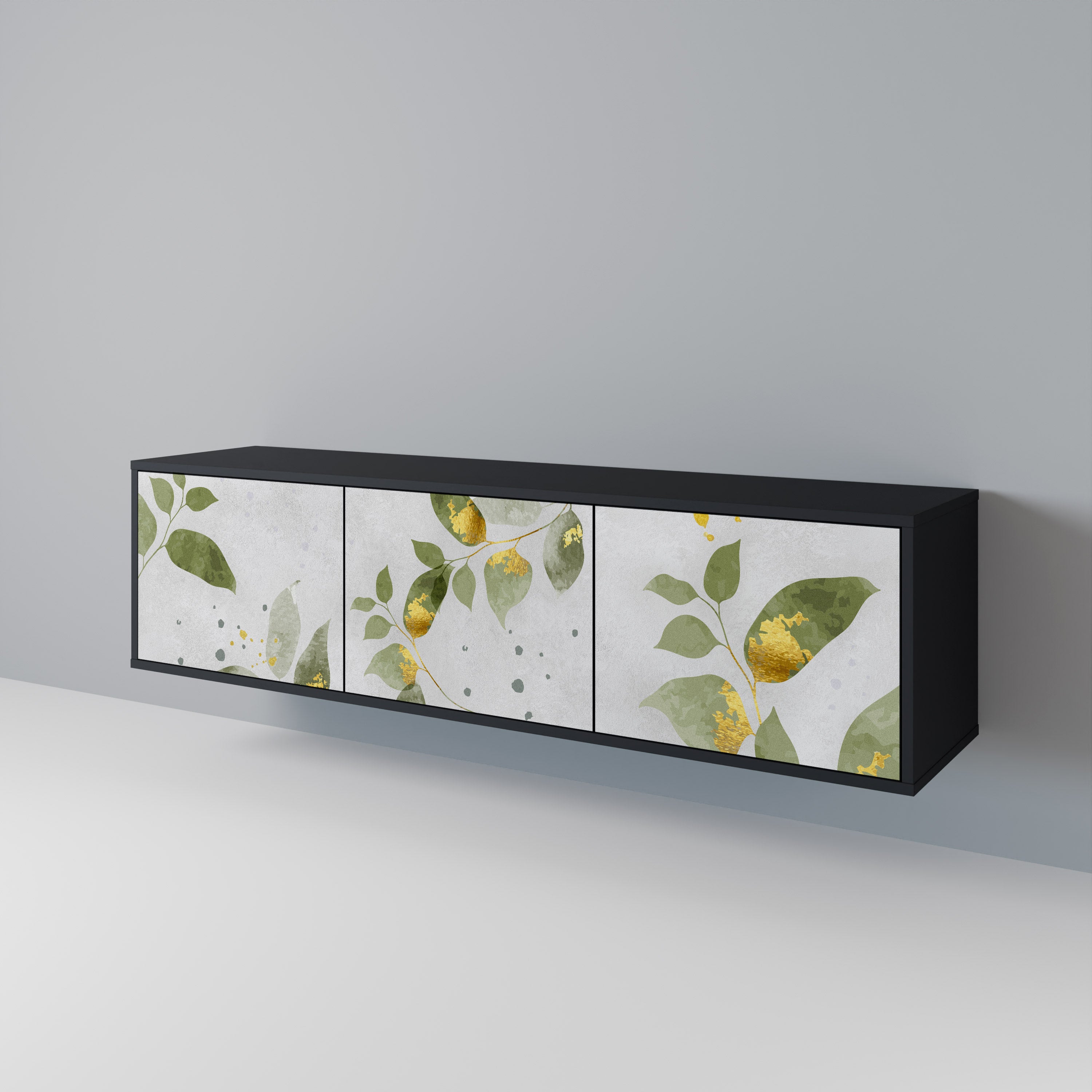 ELEGANT BOTANICS 3-Door TV Stand in Black Finish