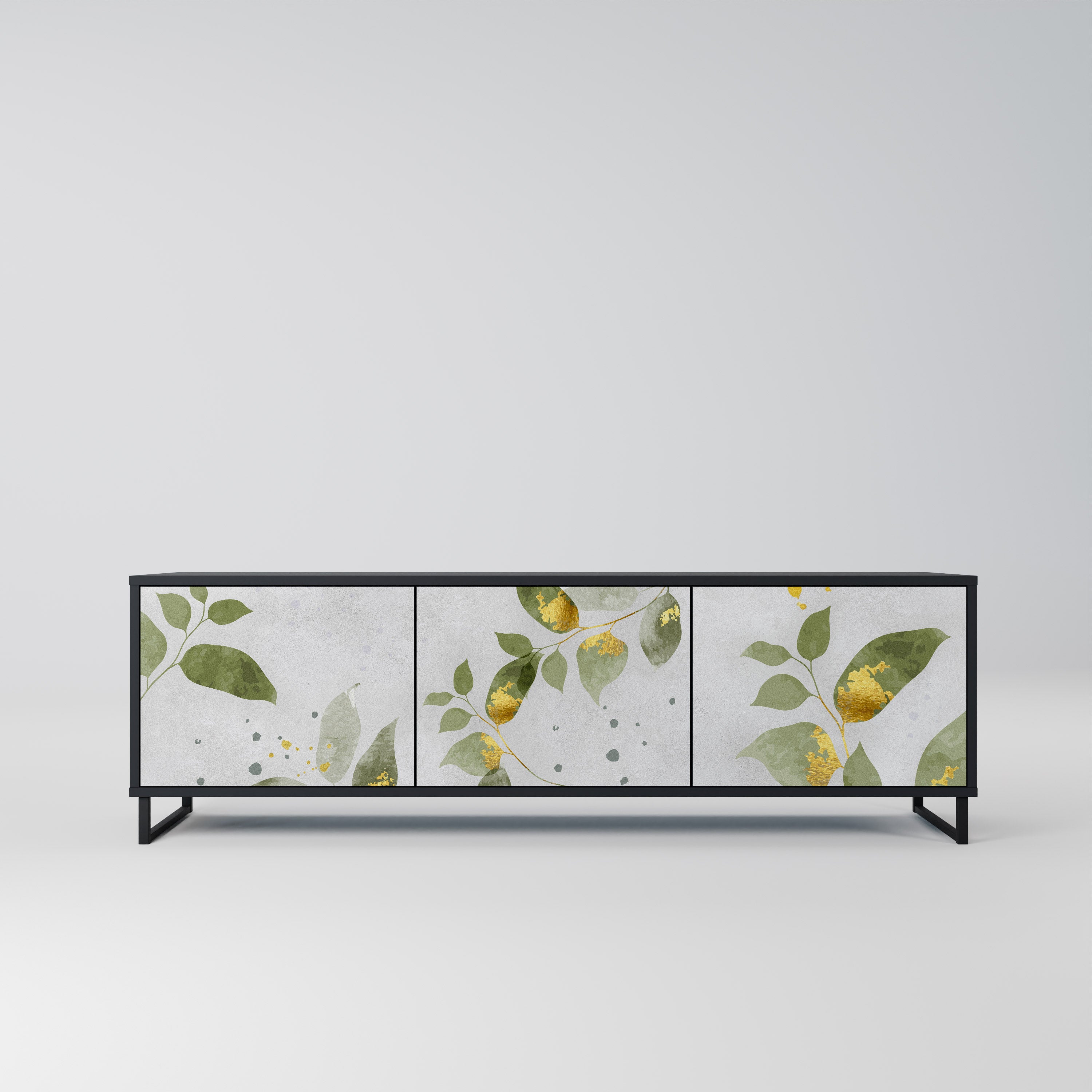 ELEGANT BOTANICS 3-Door TV Stand in Black Finish