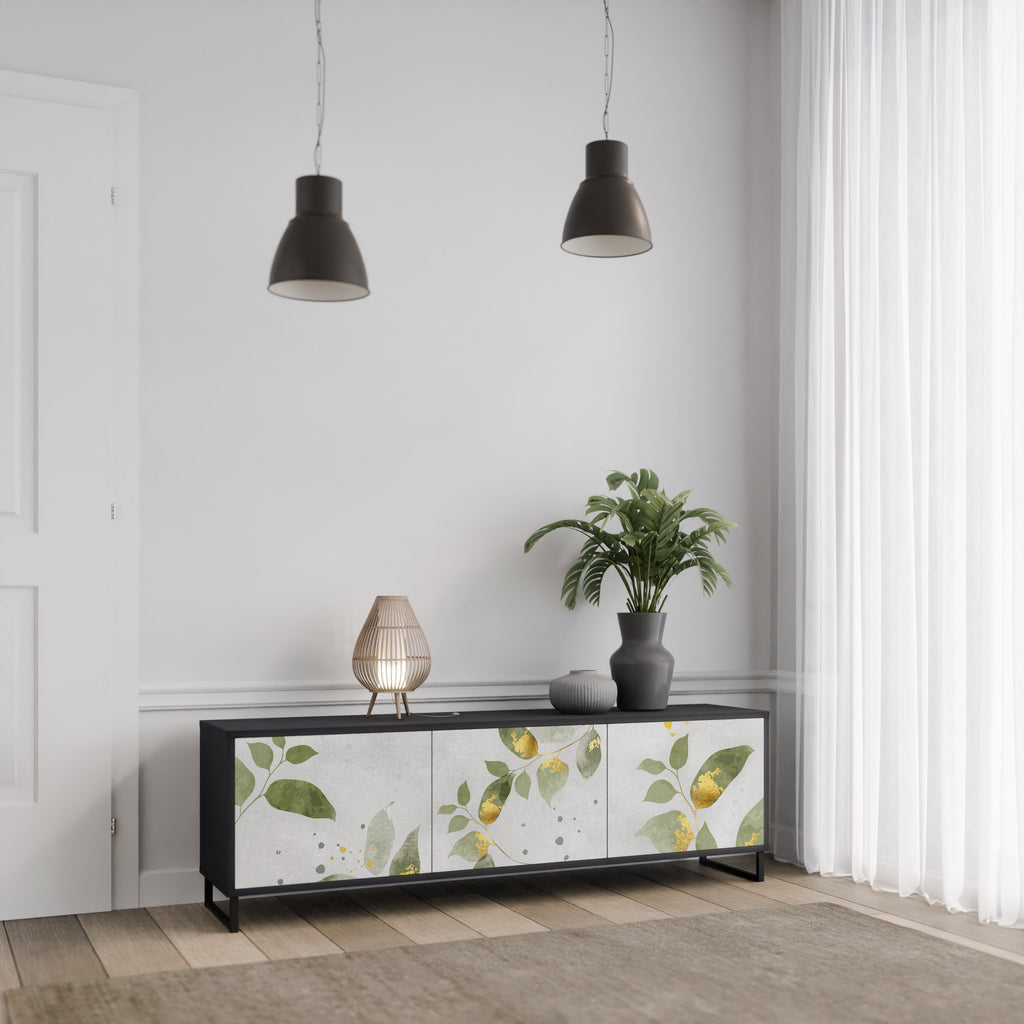 ELEGANT BOTANICS 3-Door TV Stand in Black Finish