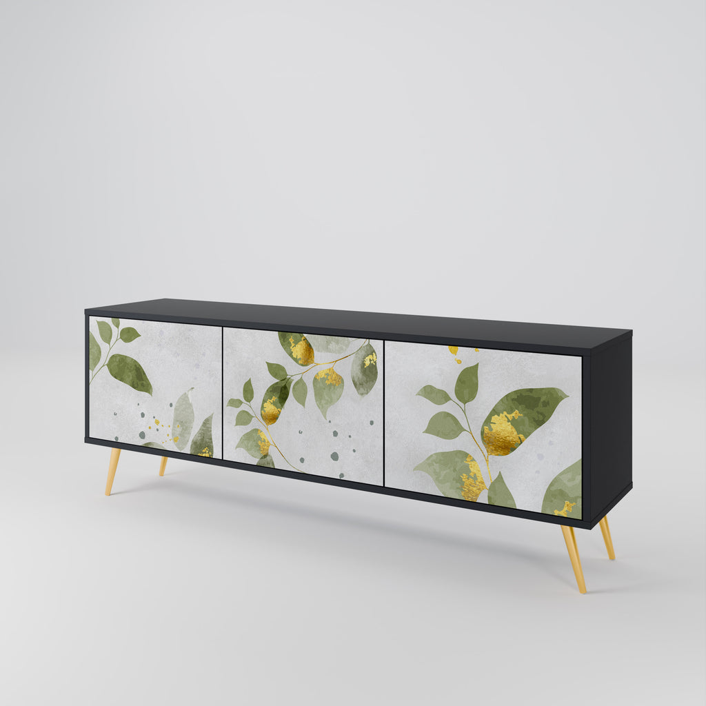 ELEGANT BOTANICS 3-Door TV Stand in Black Finish