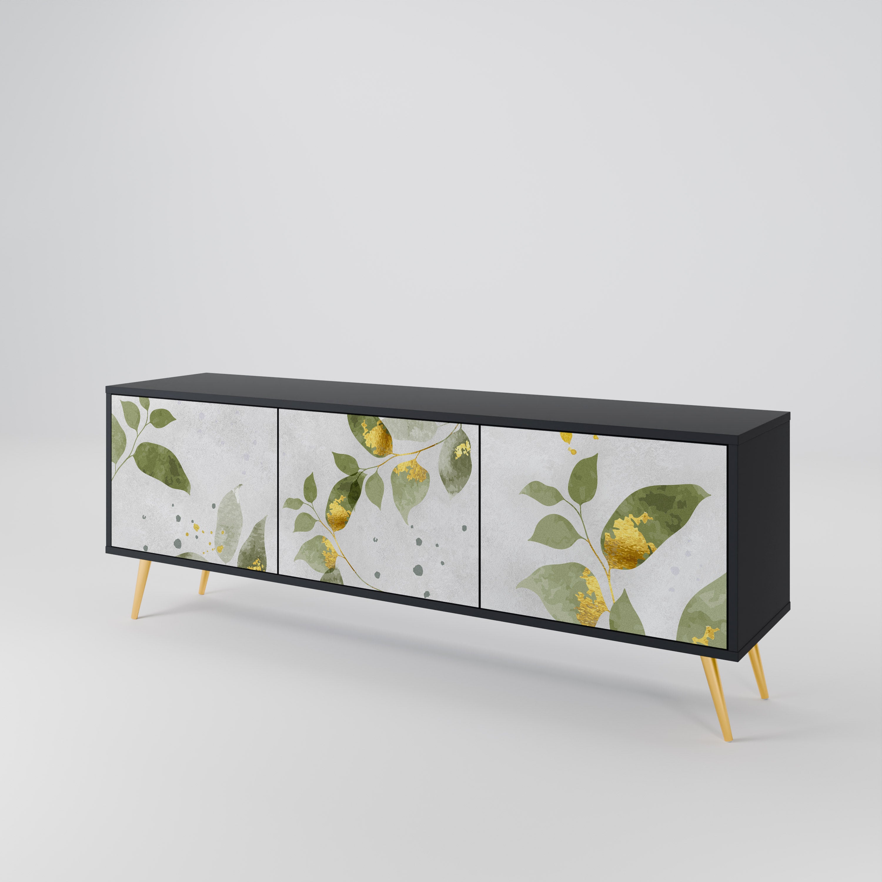ELEGANT BOTANICS 3-Door TV Stand in Black Finish