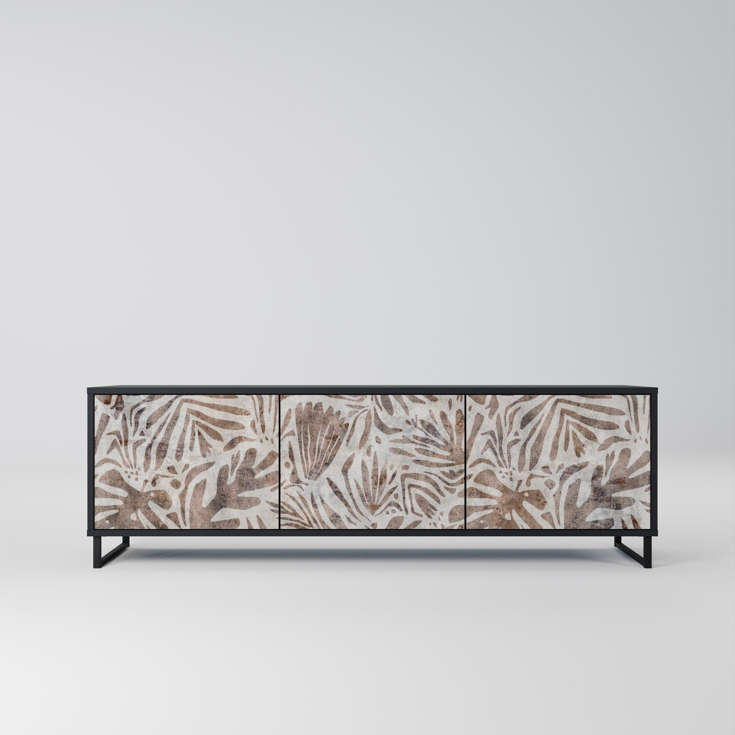 PASSING TIME 3-Door TV Stand in Black Finish