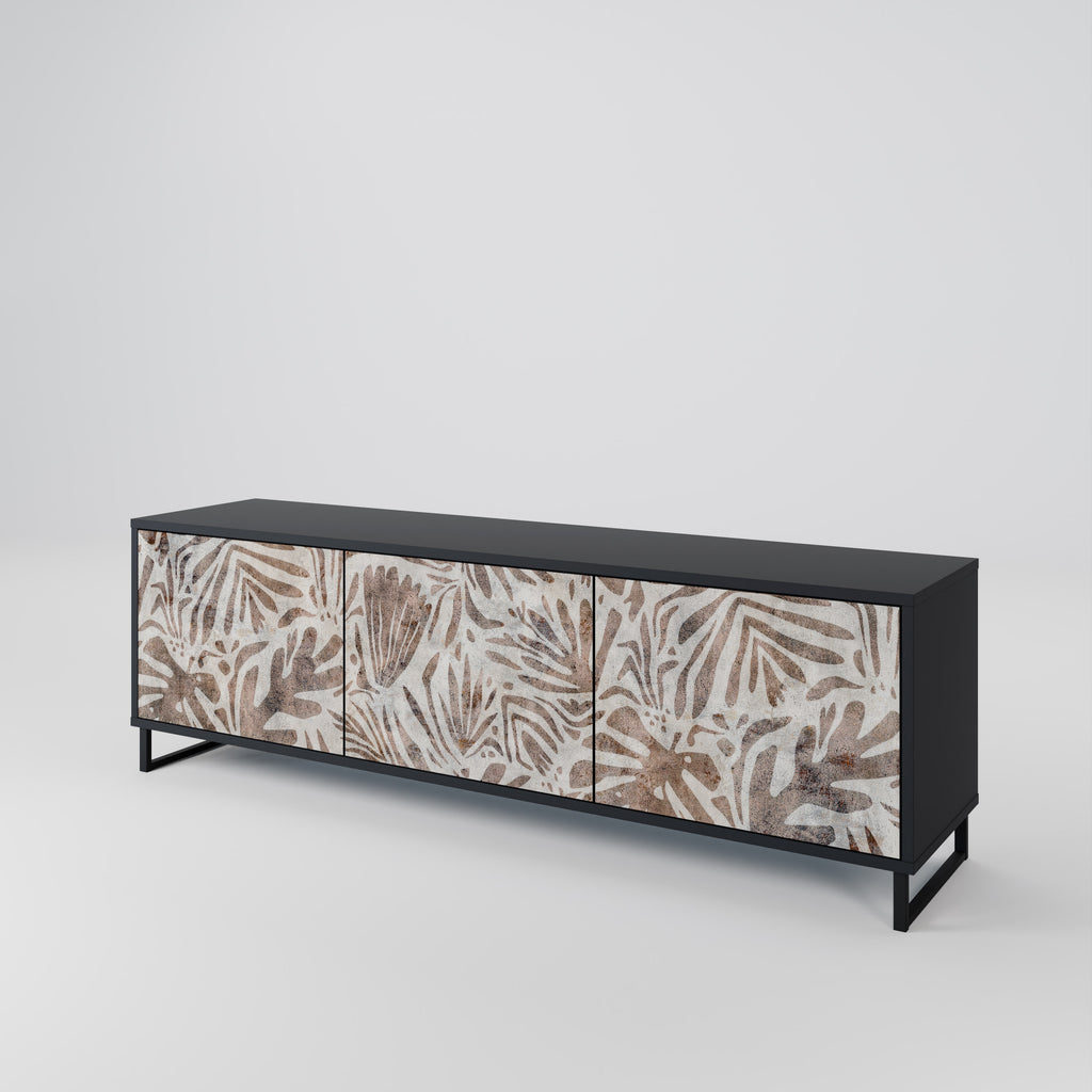 PASSING TIME 3-Door TV Stand in Black Finish
