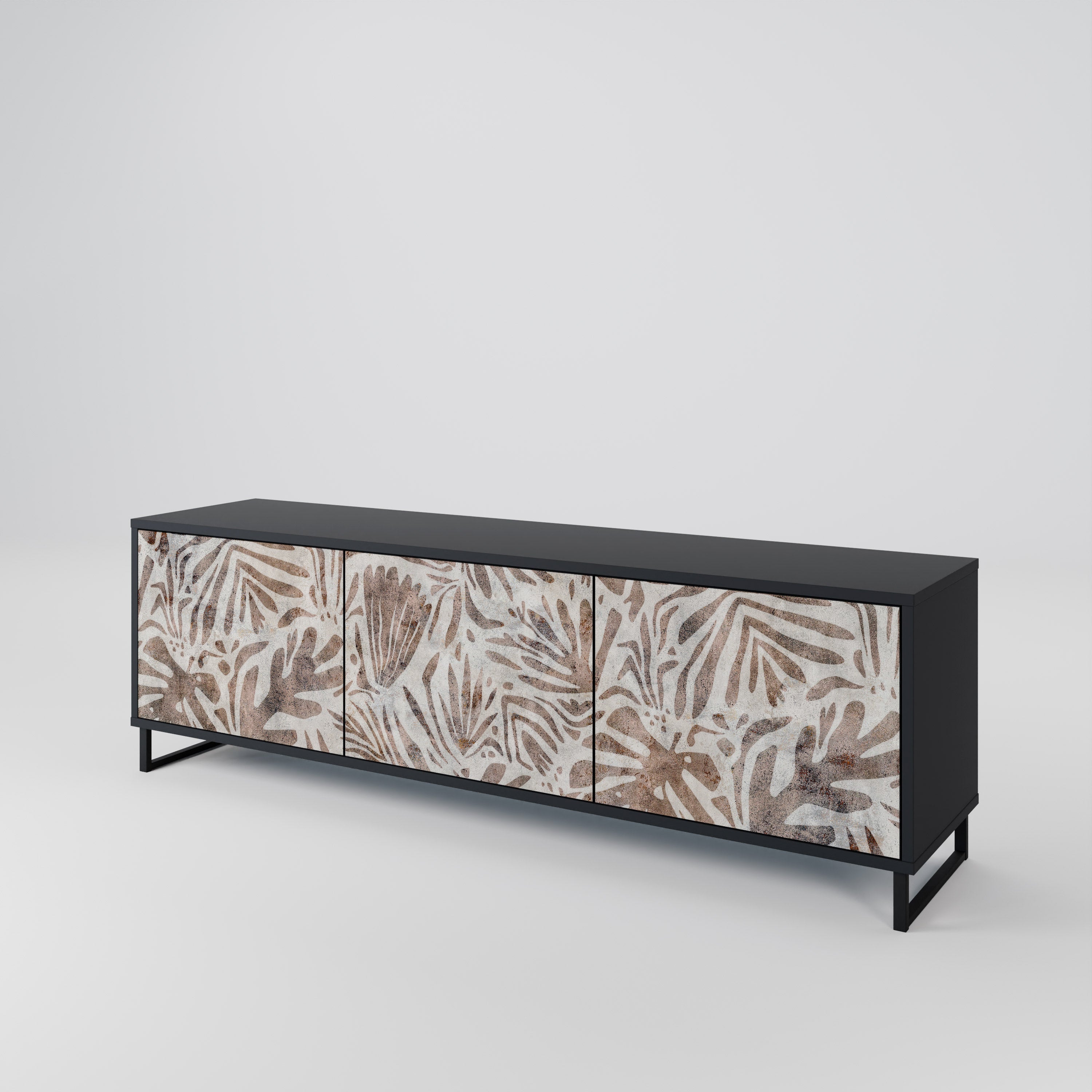 PASSING TIME 3-Door TV Stand in Black Finish