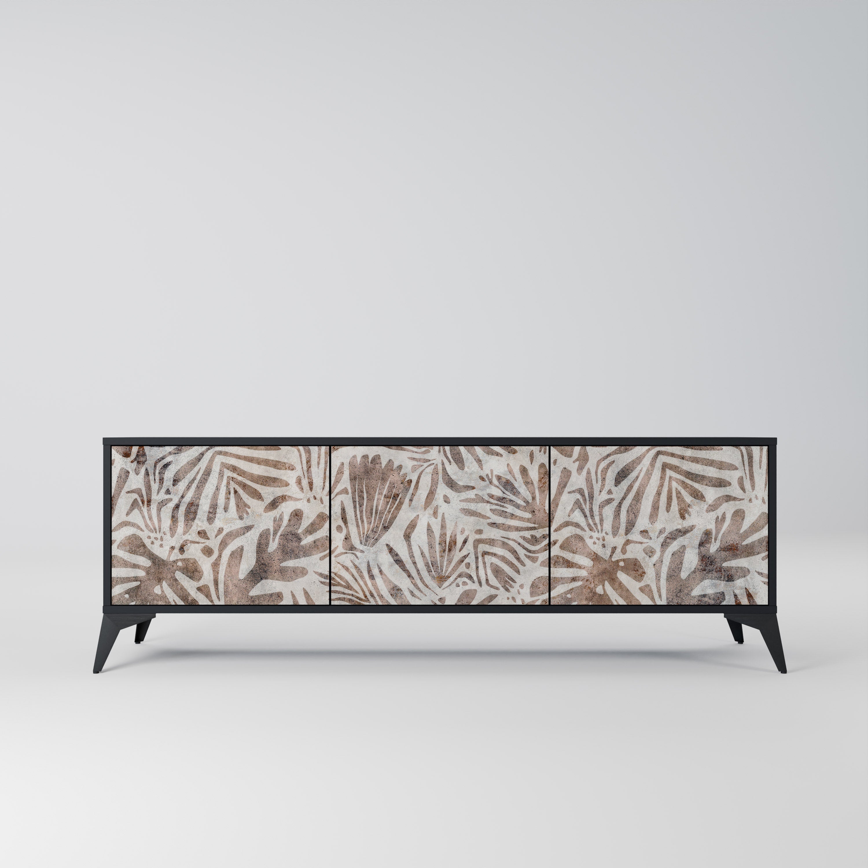 PASSING TIME 3-Door TV Stand in Black Finish