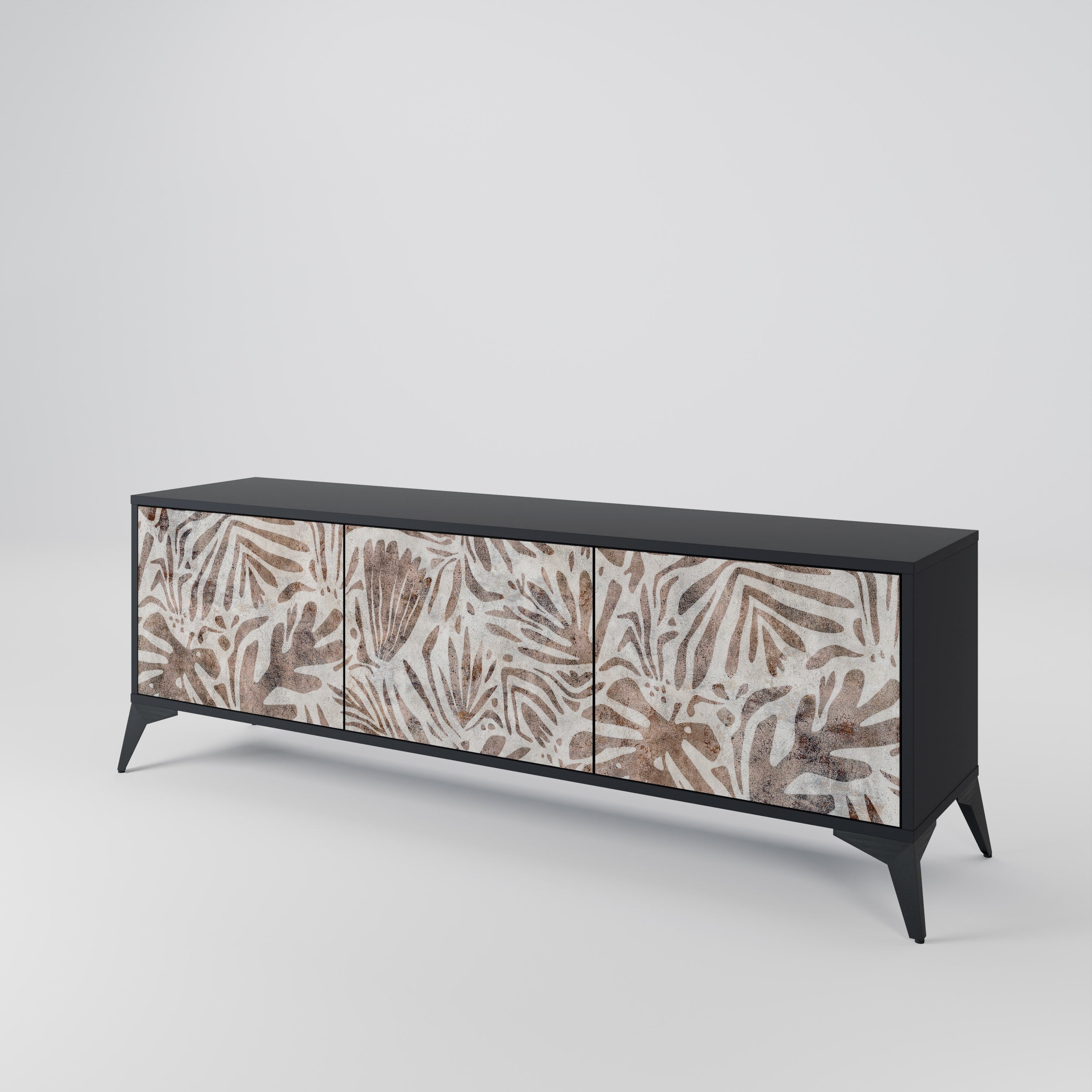 PASSING TIME 3-Door TV Stand in Black Finish