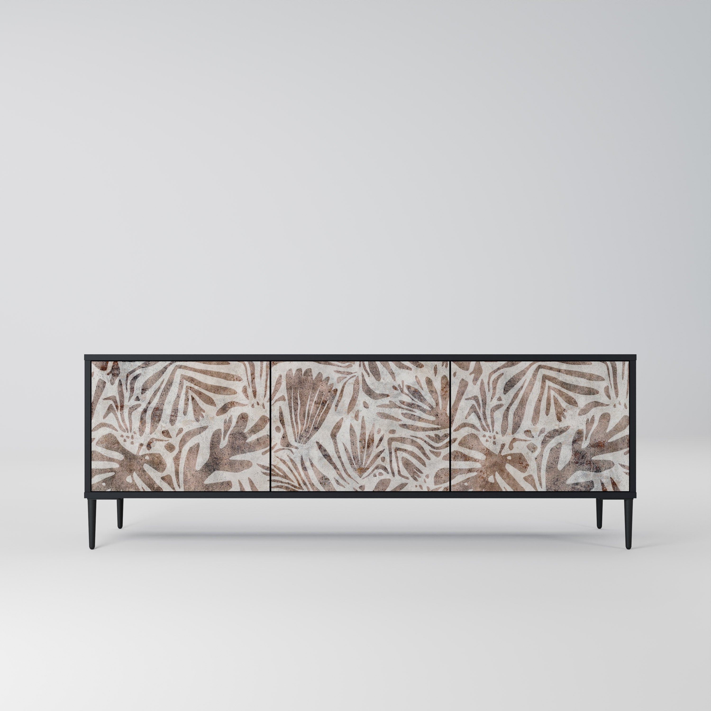 PASSING TIME 3-Door TV Stand in Black Finish