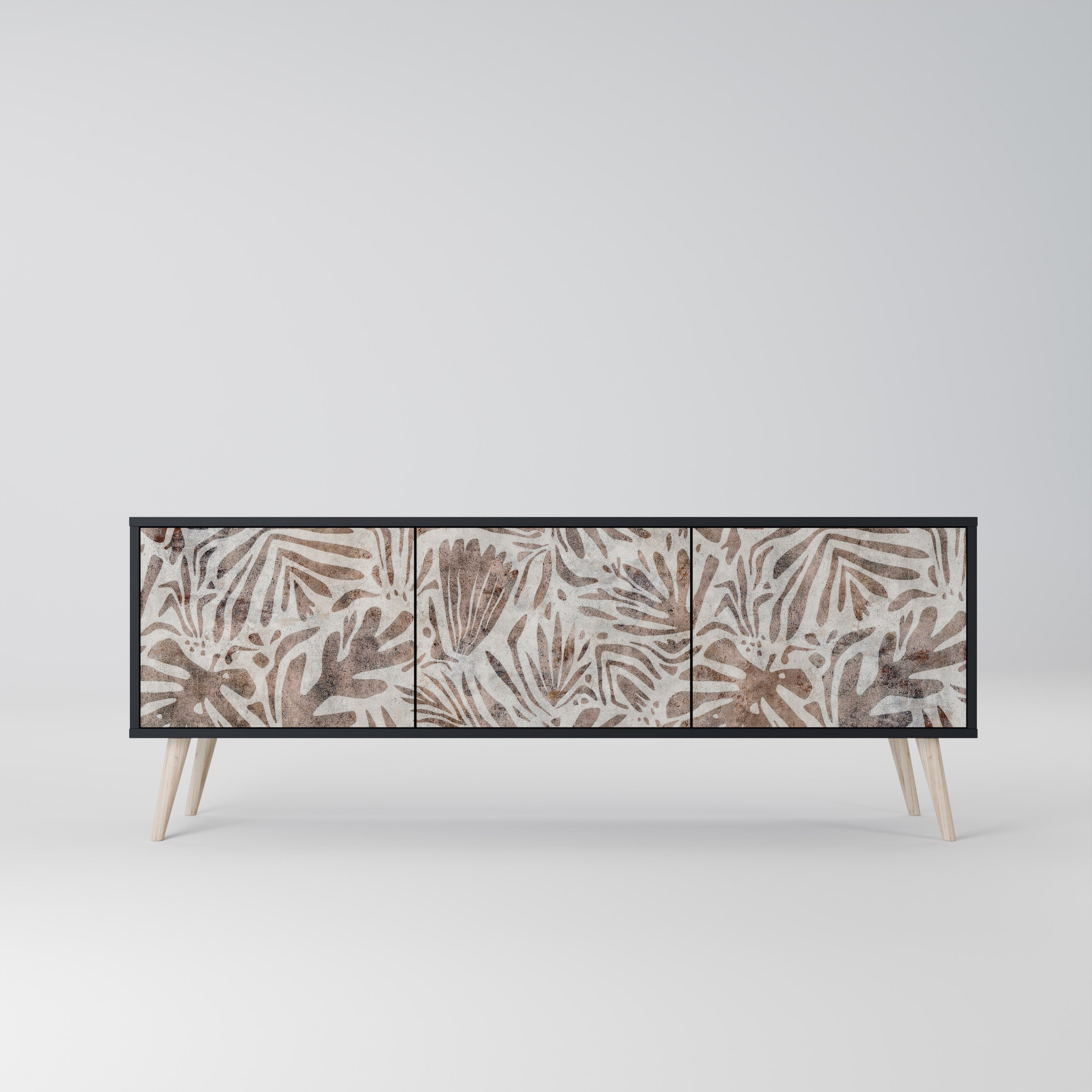 PASSING TIME 3-Door TV Stand in Black Finish