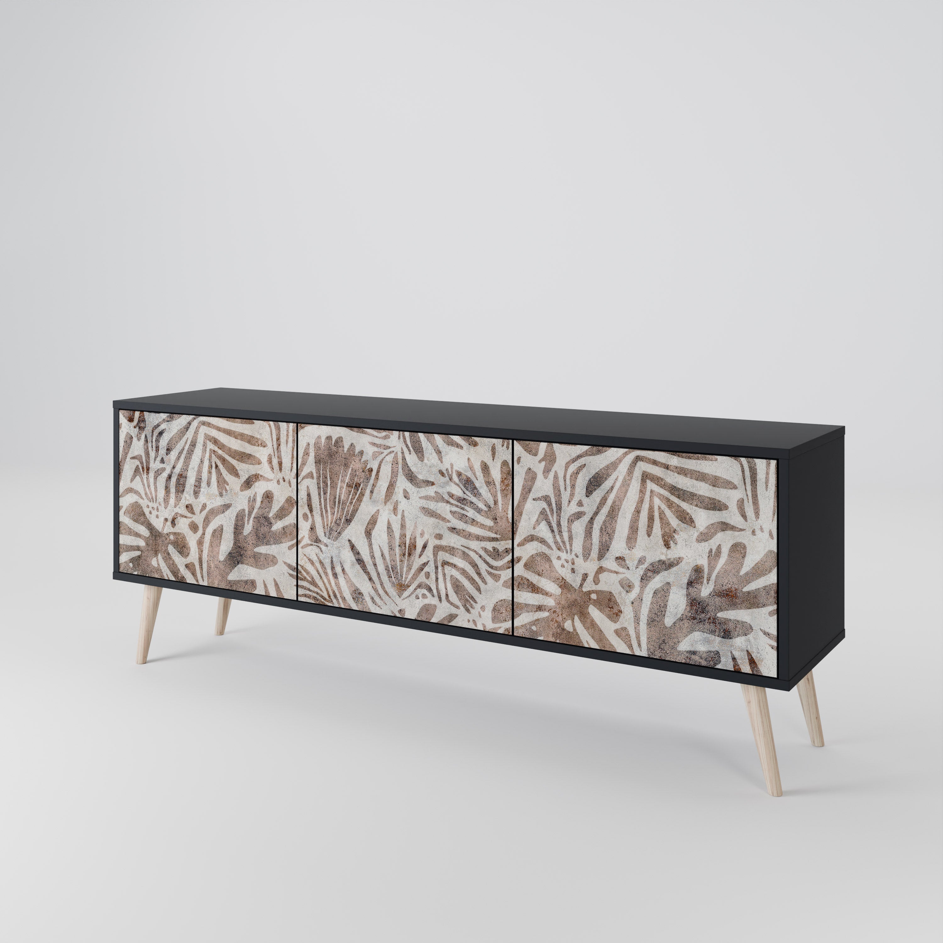 PASSING TIME 3-Door TV Stand in Black Finish