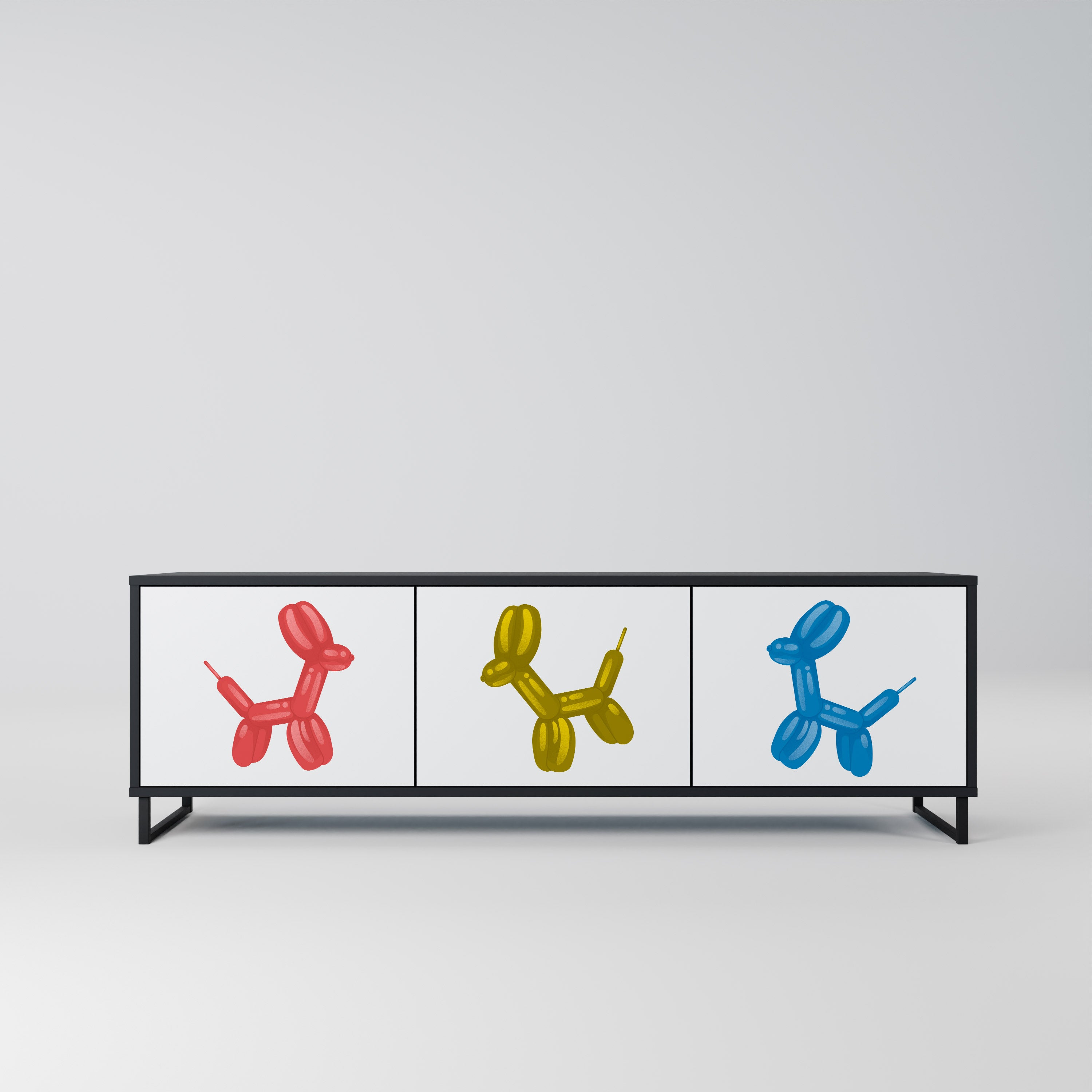 CHILDHOOD MEMORY 3-Door TV Stand in Black Finish