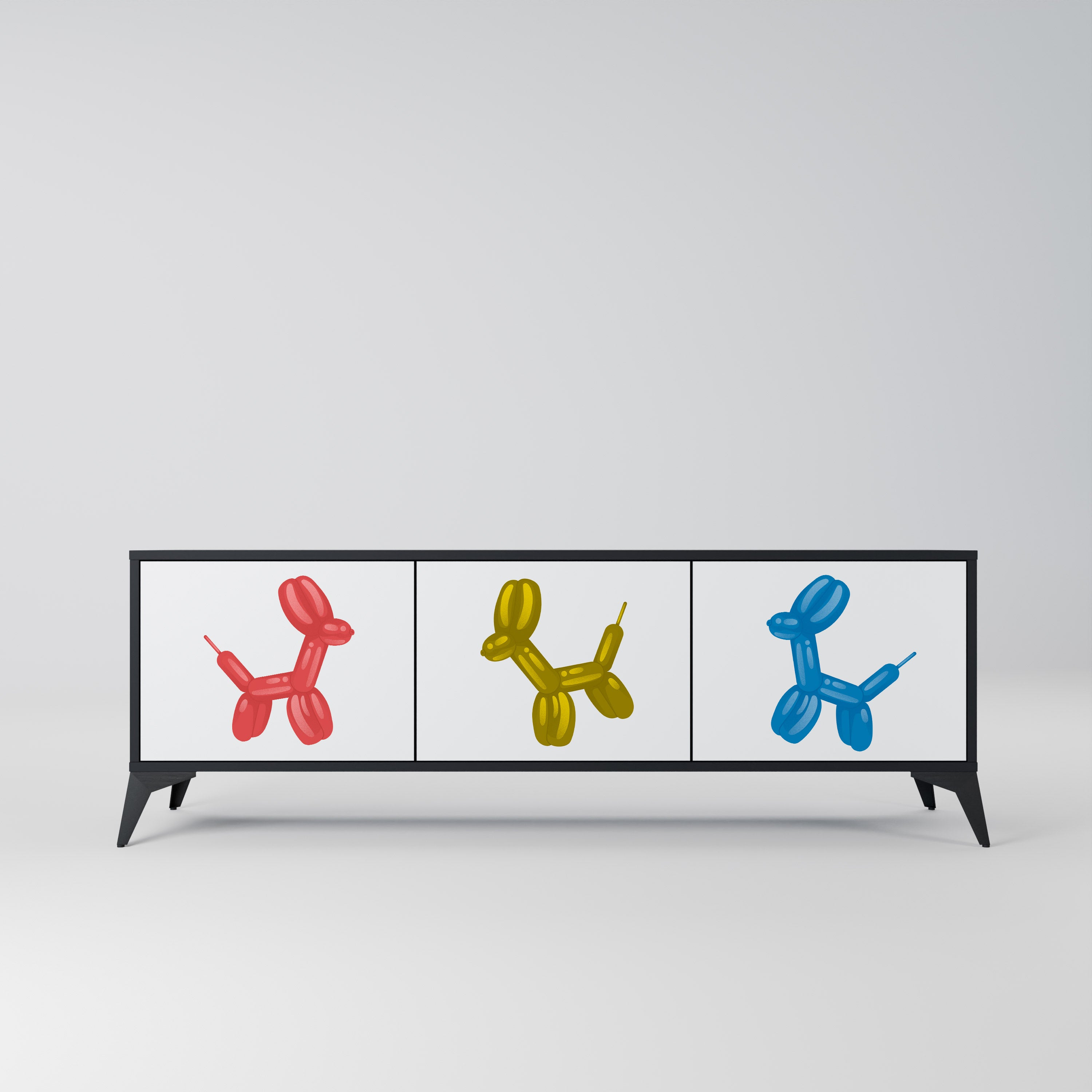 CHILDHOOD MEMORY 3-Door TV Stand in Black Finish