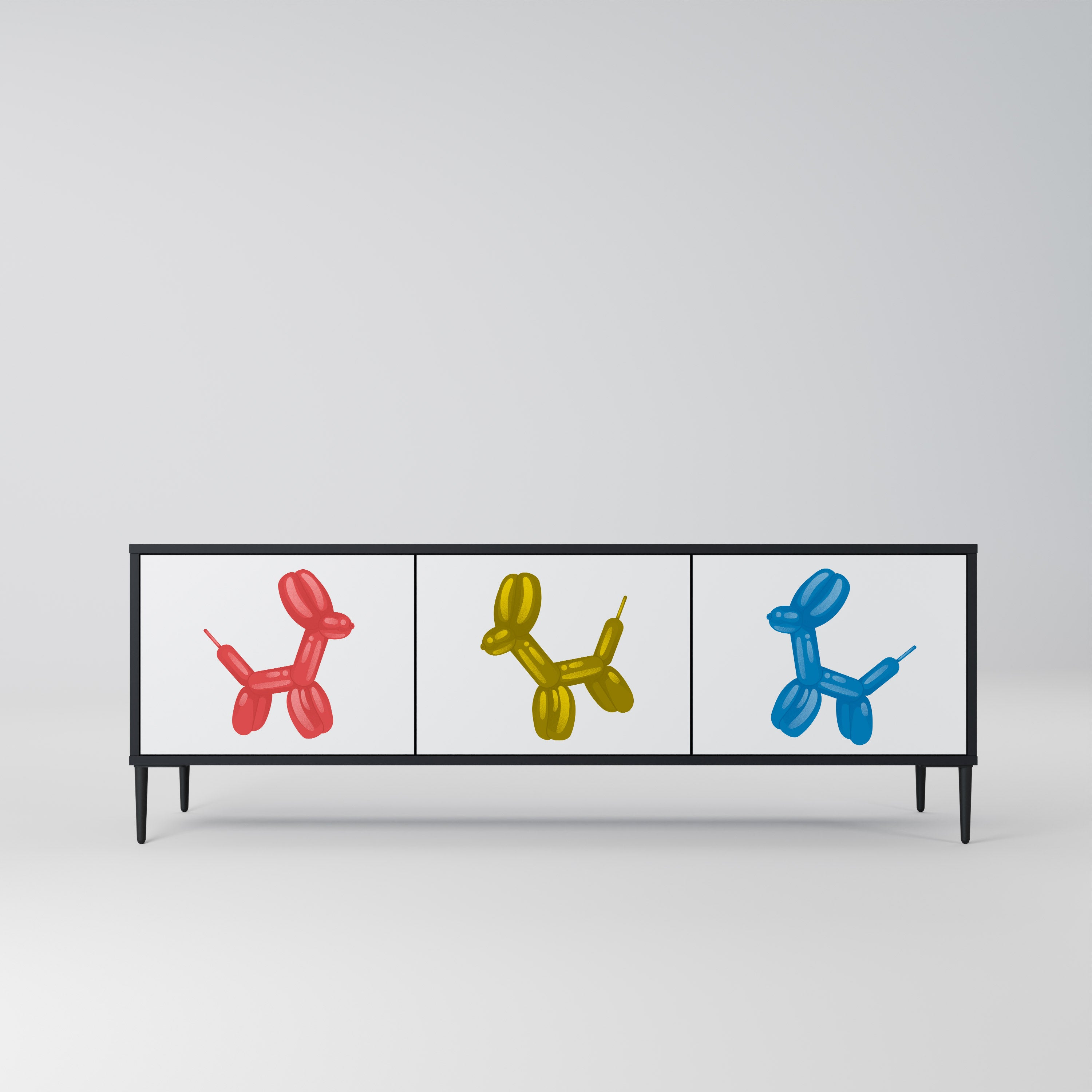 CHILDHOOD MEMORY 3-Door TV Stand in Black Finish