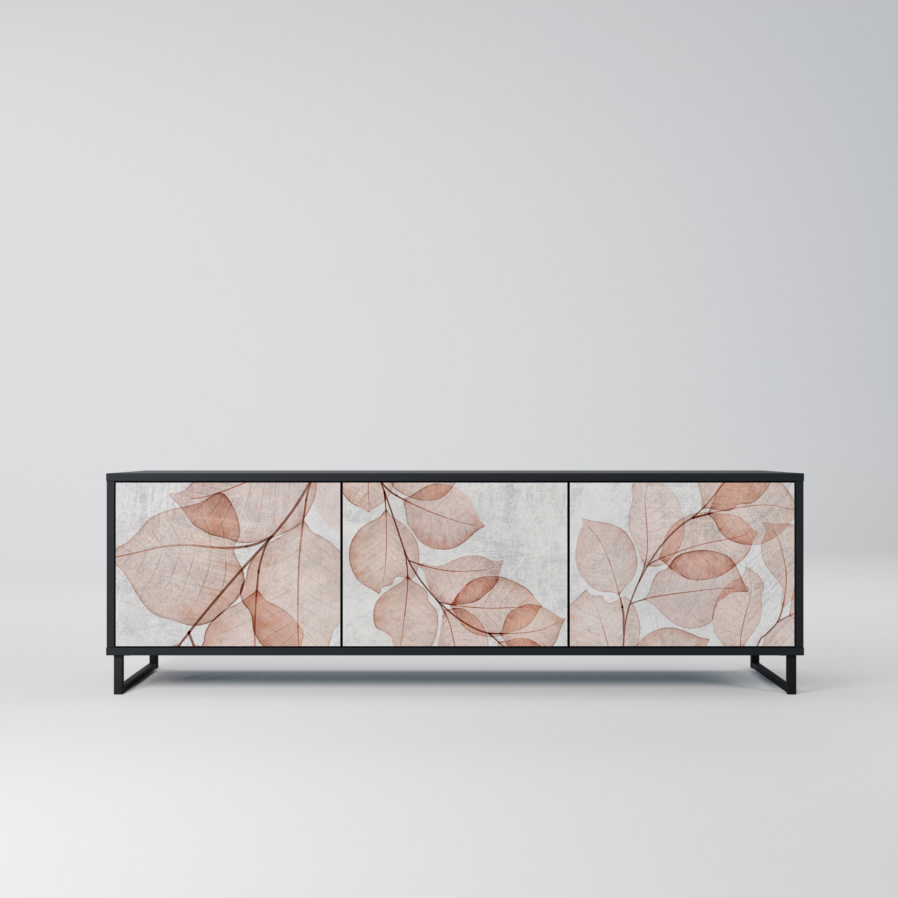 AUTUMN FRAGILITY 3-Door TV Stand in Black Finish
