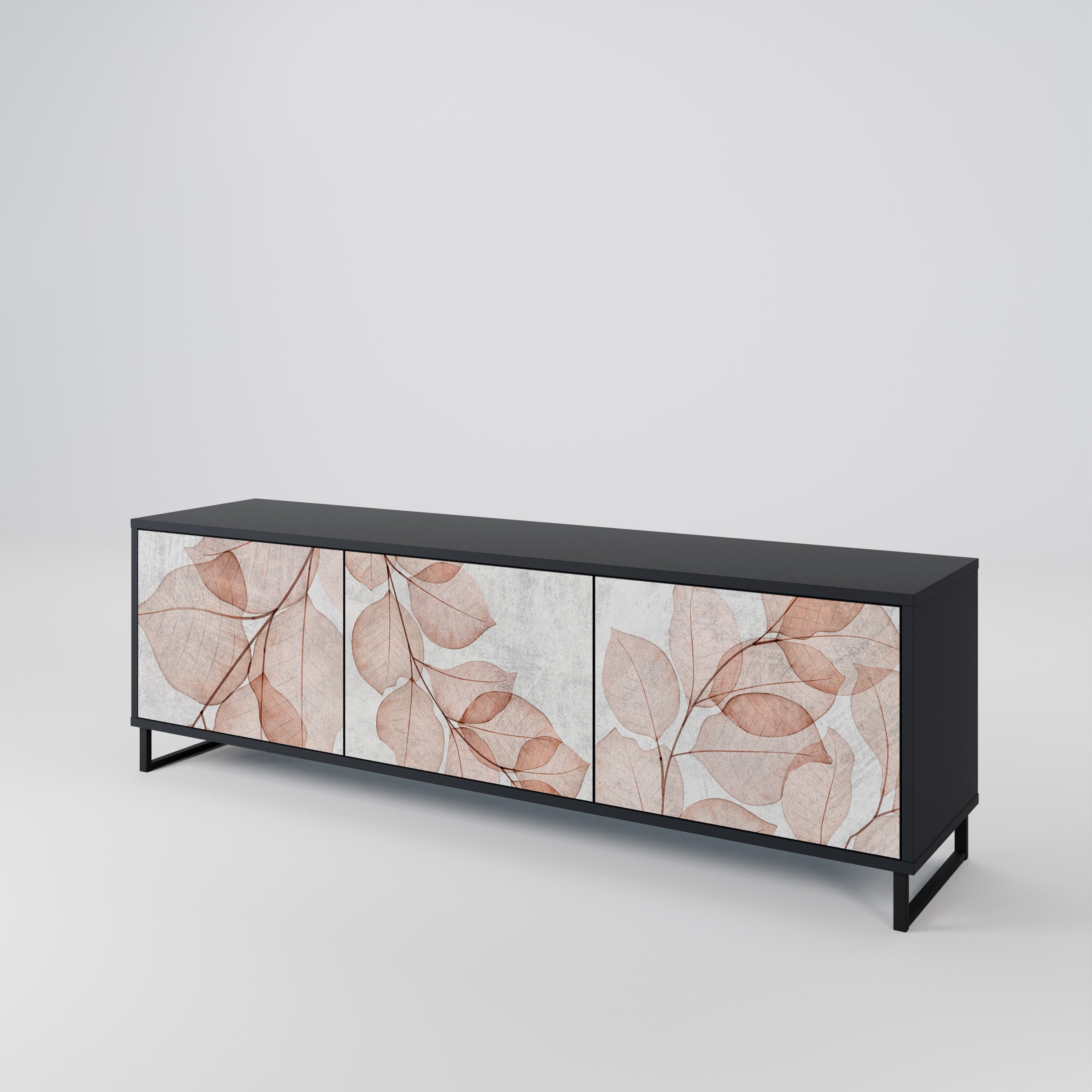 AUTUMN FRAGILITY 3-Door TV Stand in Black Finish
