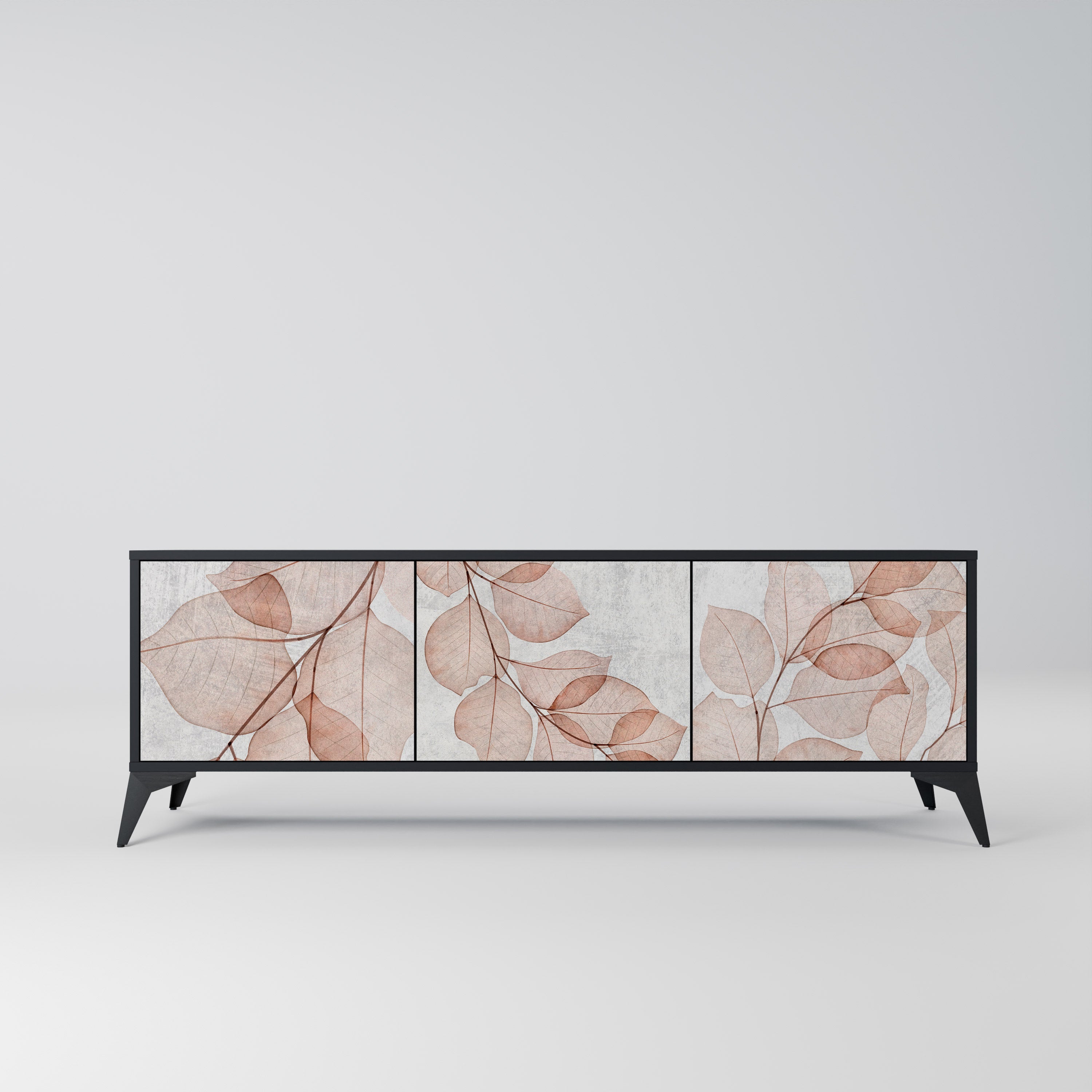 AUTUMN FRAGILITY 3-Door TV Stand in Black Finish
