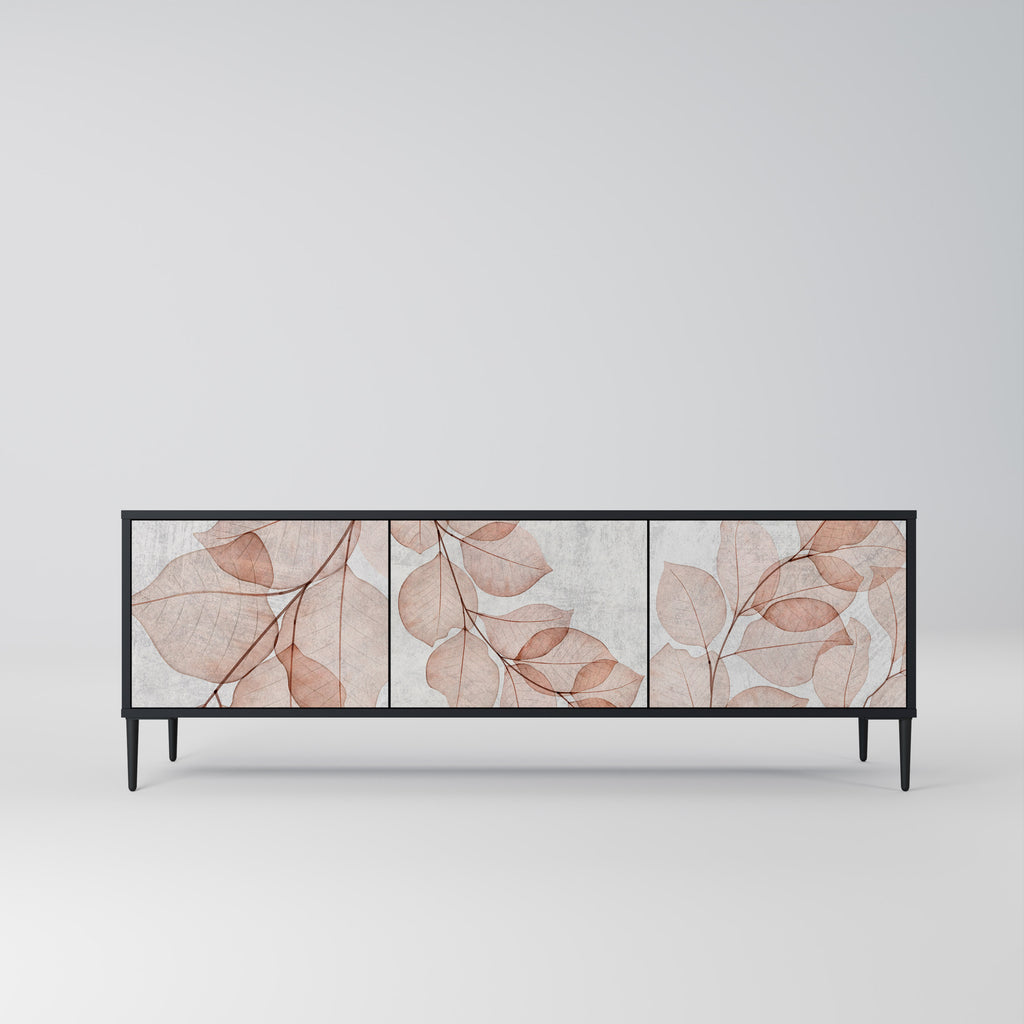 AUTUMN FRAGILITY 3-Door TV Stand in Black Finish