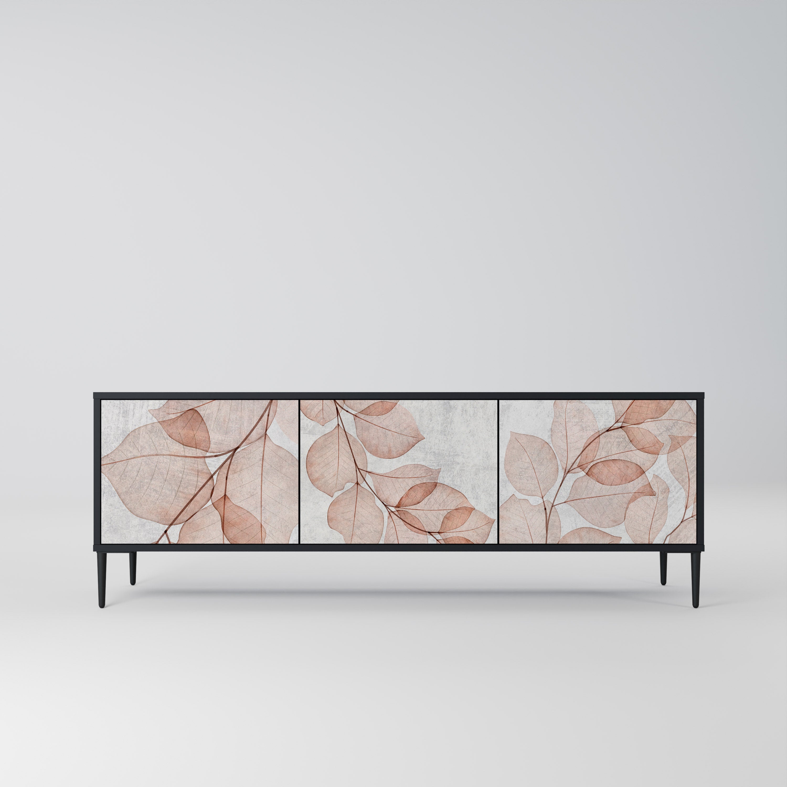 AUTUMN FRAGILITY 3-Door TV Stand in Black Finish
