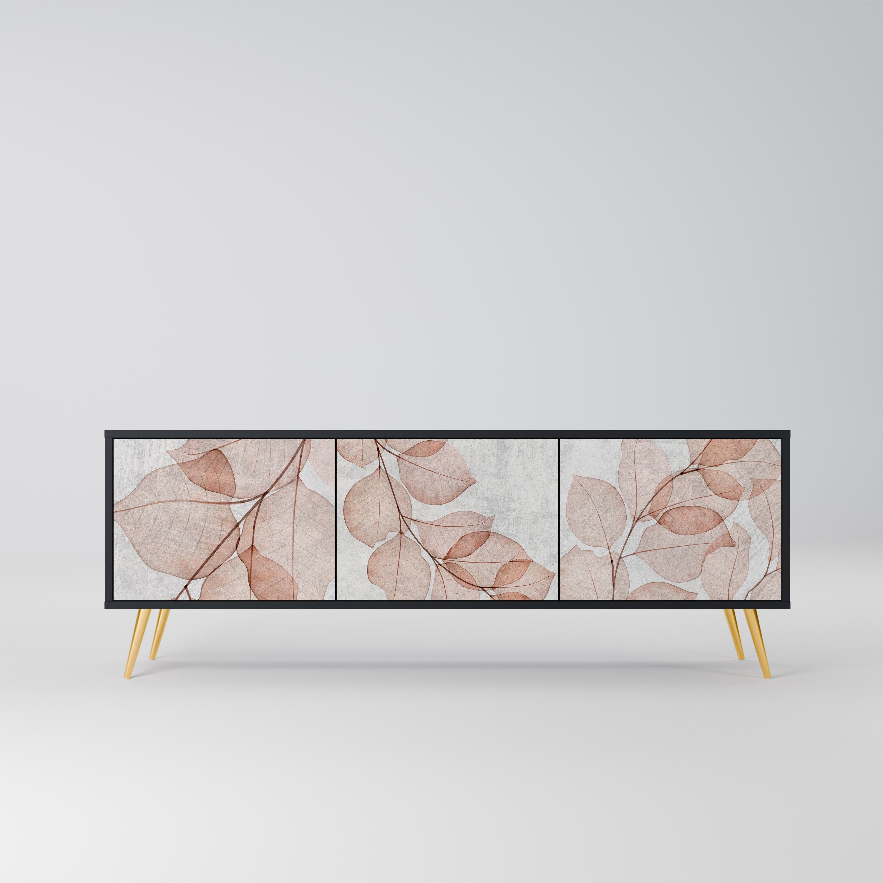 AUTUMN FRAGILITY 3-Door TV Stand in Black Finish