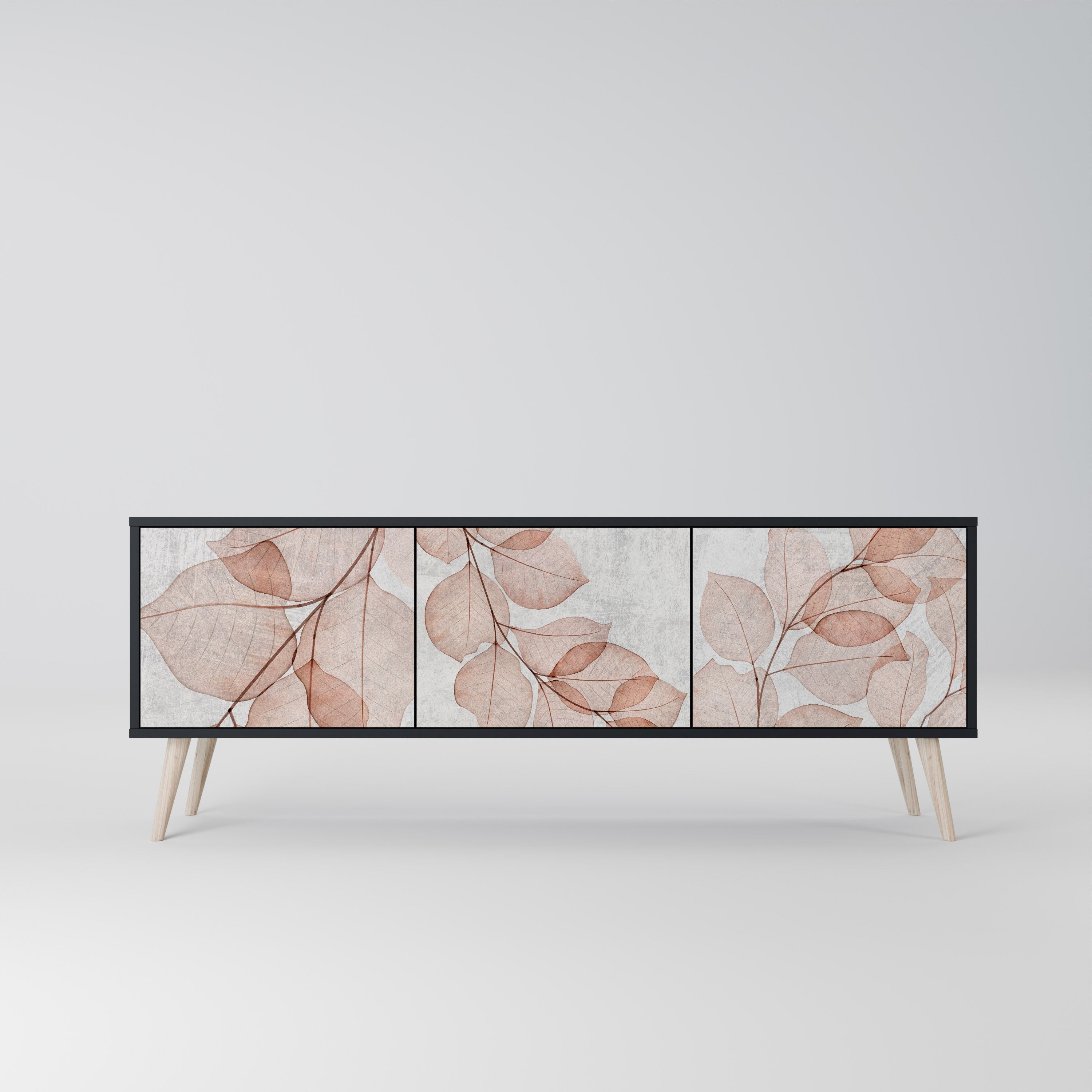 AUTUMN FRAGILITY 3-Door TV Stand in Black Finish
