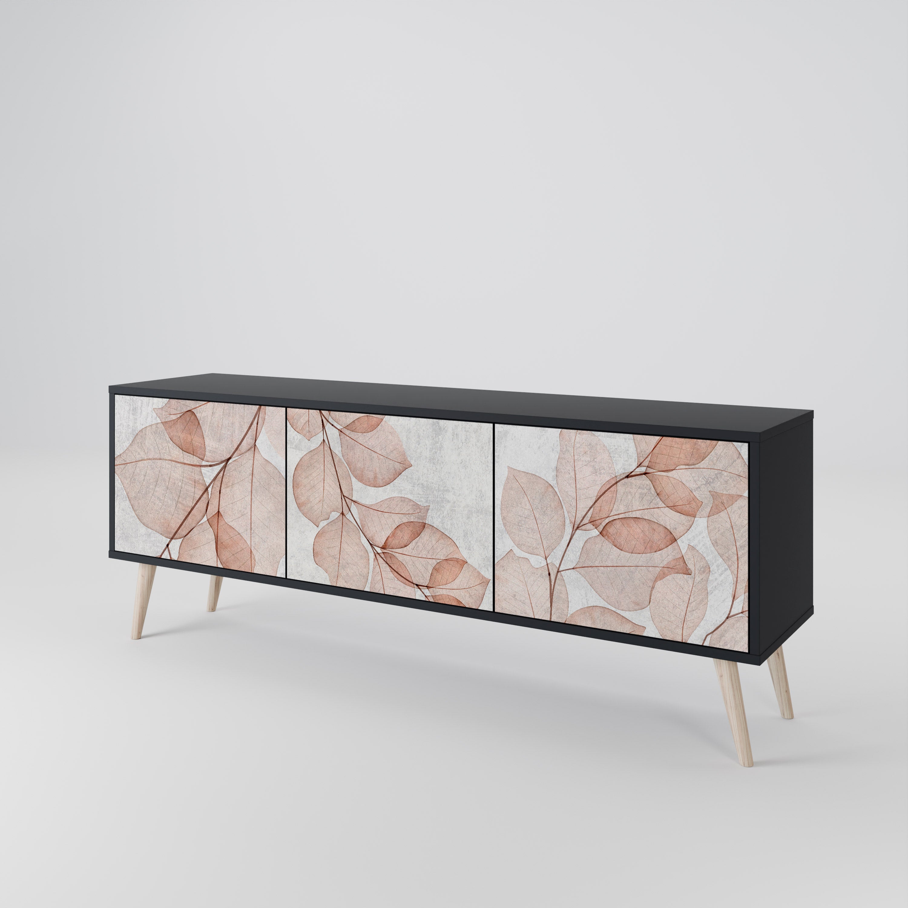 AUTUMN FRAGILITY 3-Door TV Stand in Black Finish