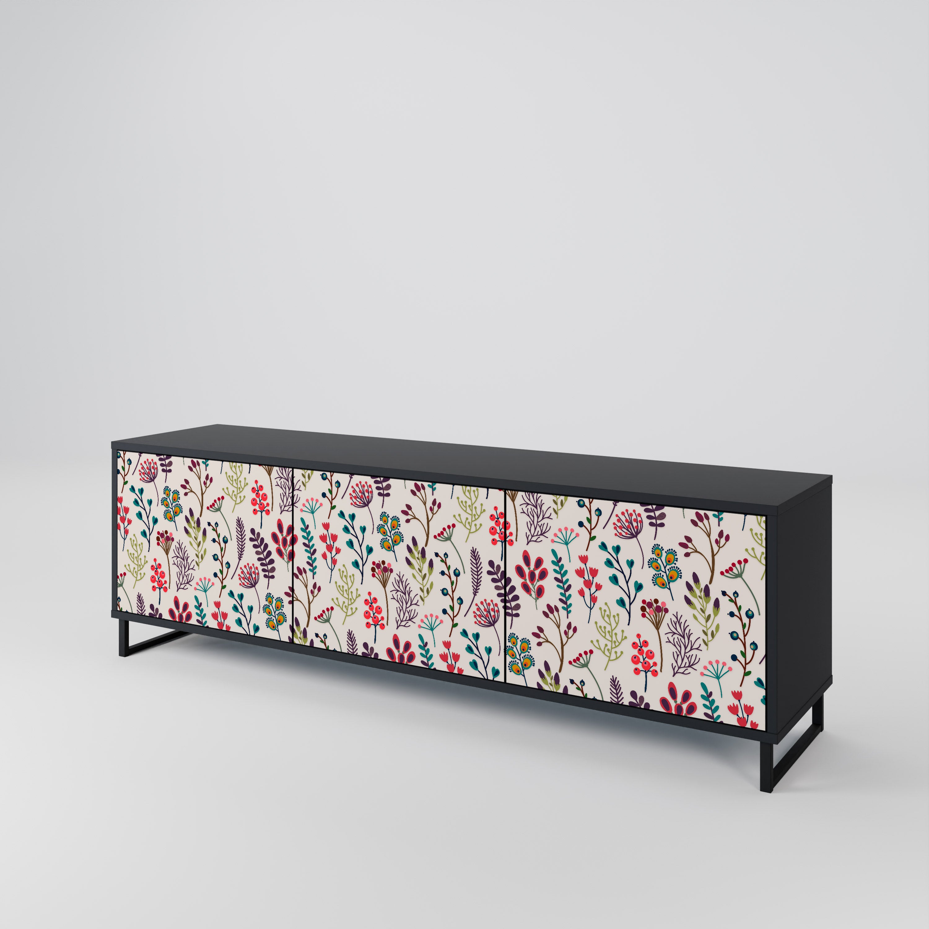 AUTUMN SUNDRIES 3-Door TV Stand in Black Finish