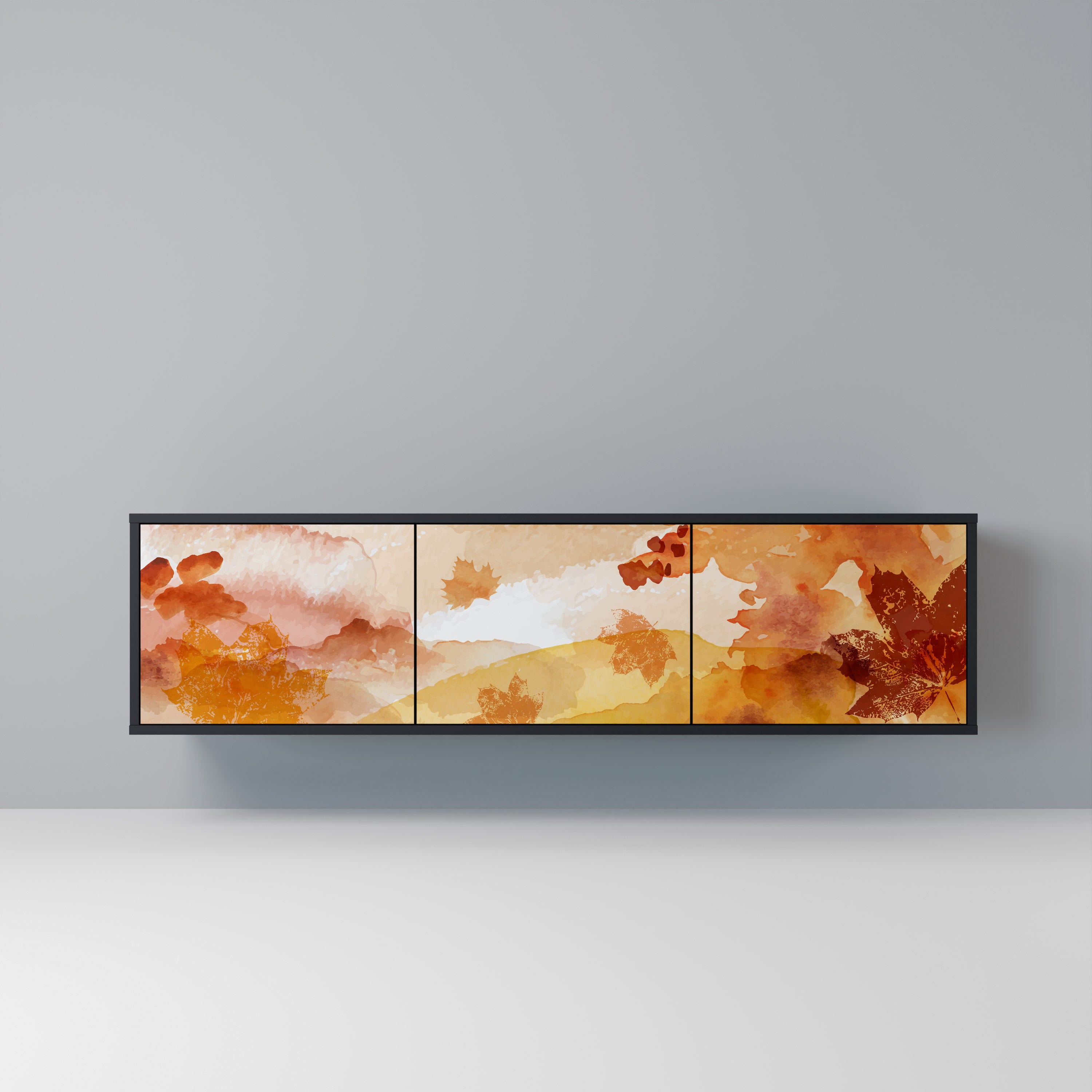 TRACES OF AUTUMN 3-Door TV Stand in Black Finish