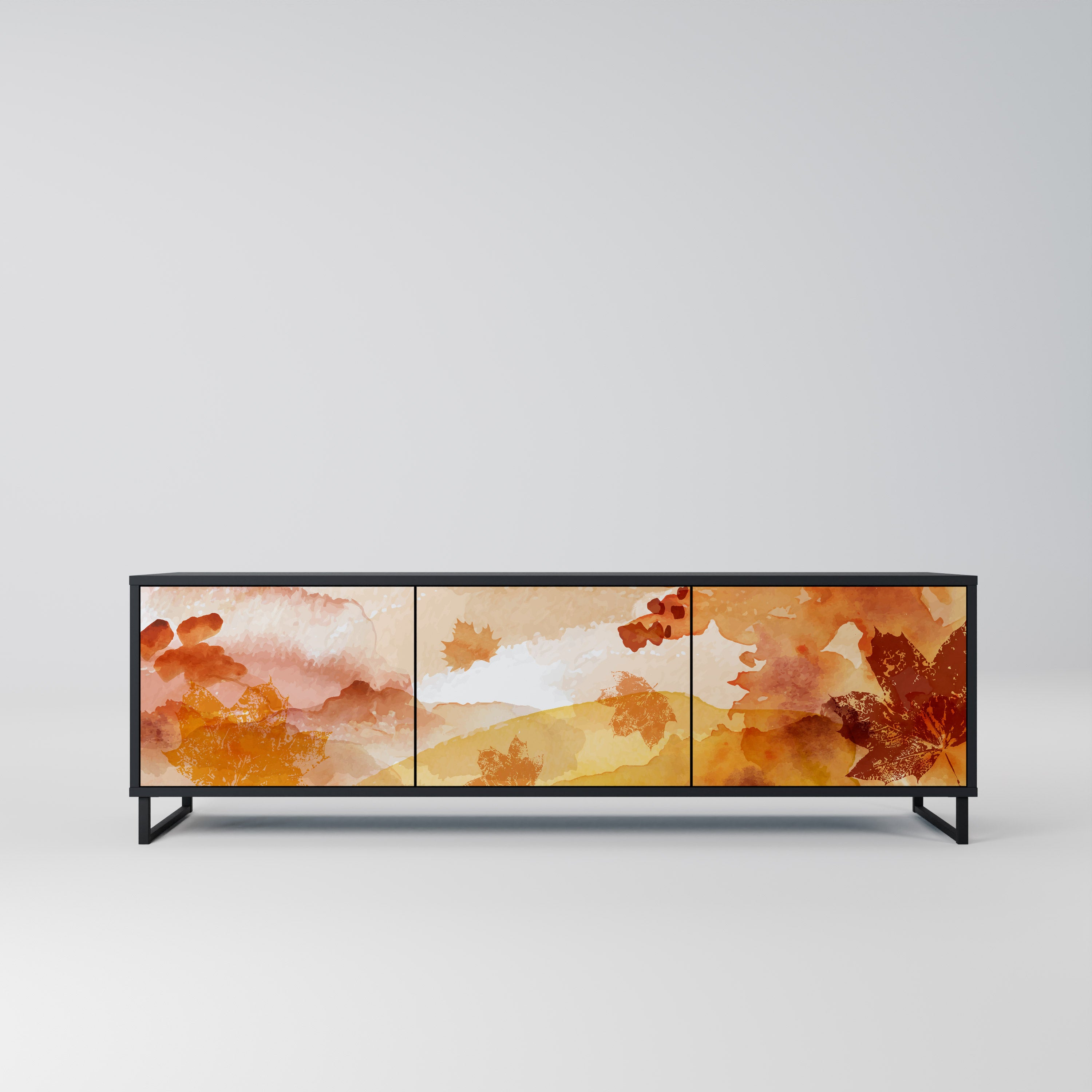 TRACES OF AUTUMN 3-Door TV Stand in Black Finish