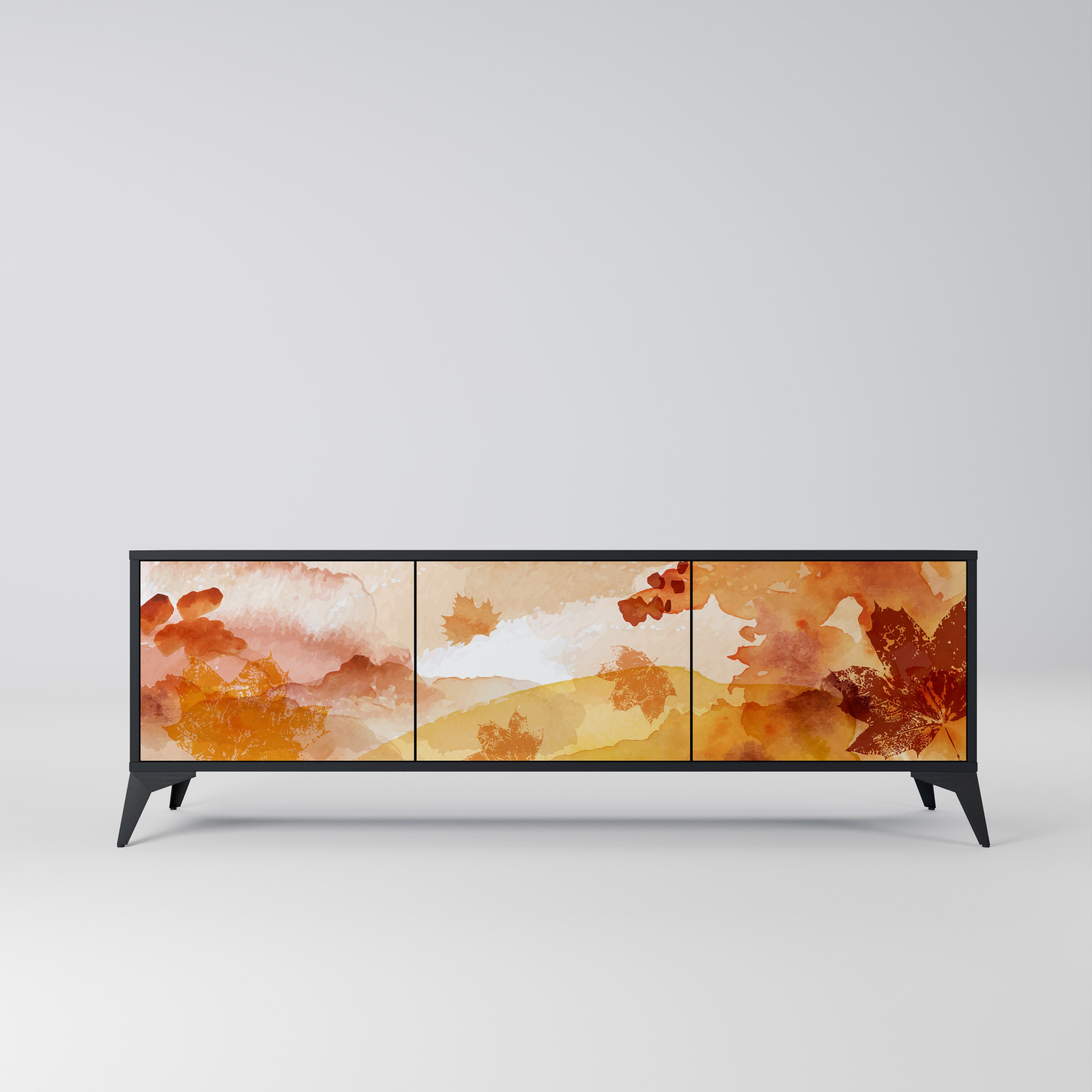 TRACES OF AUTUMN 3-Door TV Stand in Black Finish