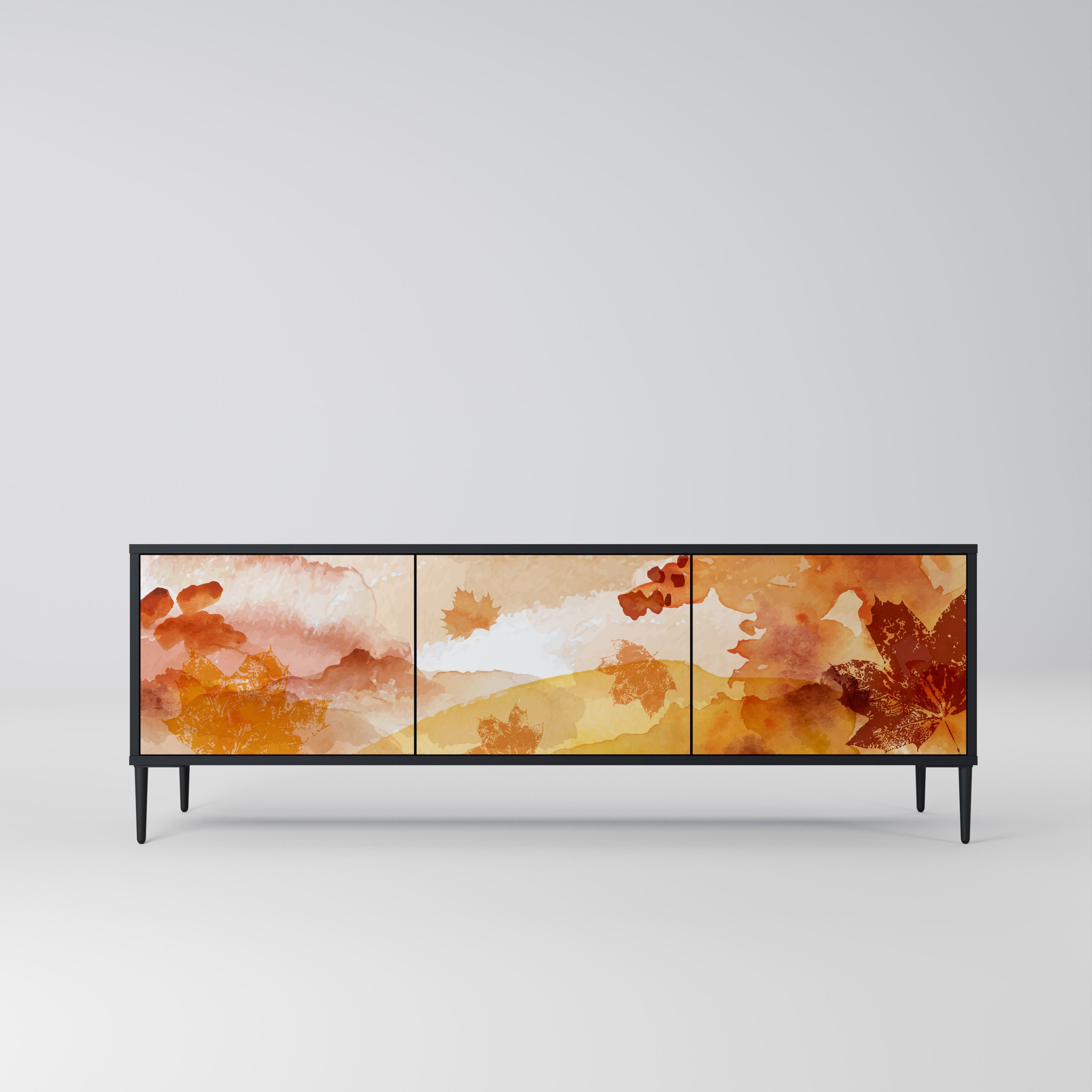 TRACES OF AUTUMN 3-Door TV Stand in Black Finish