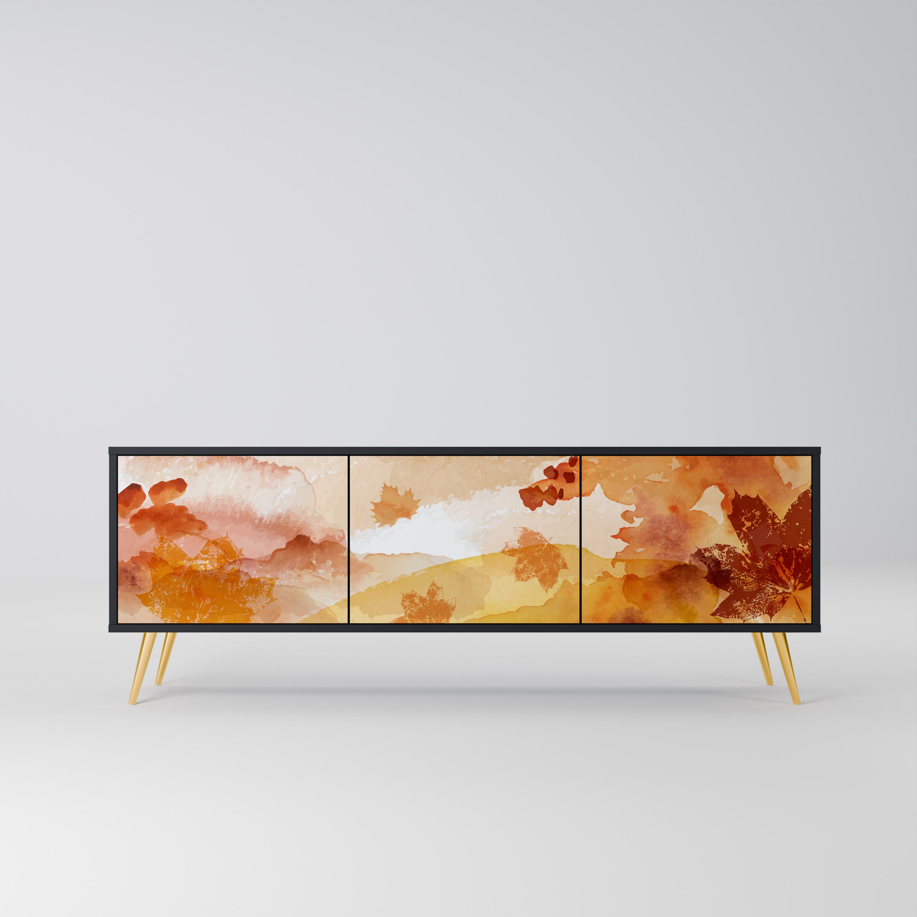TRACES OF AUTUMN 3-Door TV Stand in Black Finish