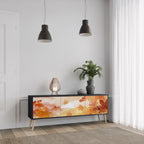 TRACES OF AUTUMN Mueble de TV de 3 Puertas en Acabado Negro