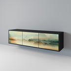 MORNING BY THE LAKE 3-Door TV Stand in Black Finish