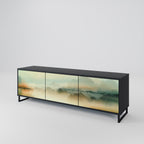 MORNING BY THE LAKE 3-Door TV Stand in Black Finish