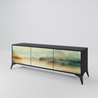 MORNING BY THE LAKE 3-Door TV Stand in Black Finish