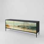 MORNING BY THE LAKE 3-Door TV Stand in Black Finish