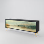 MORNING BY THE LAKE 3-Door TV Stand in Black Finish