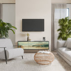 MORNING BY THE LAKE 3-Door TV Stand in Black Finish