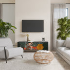 TROPICAL COMPOSITION Mueble de TV de 3 Puertas en Acabado Negro