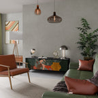 TROPICAL COMPOSITION Mueble de TV de 3 Puertas en Acabado Negro