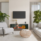 TROPICAL COMPOSITION Mueble de TV de 3 Puertas en Acabado Negro