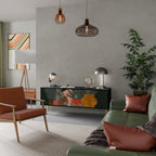 TROPICAL COMPOSITION Mueble de TV de 3 Puertas en Acabado Negro